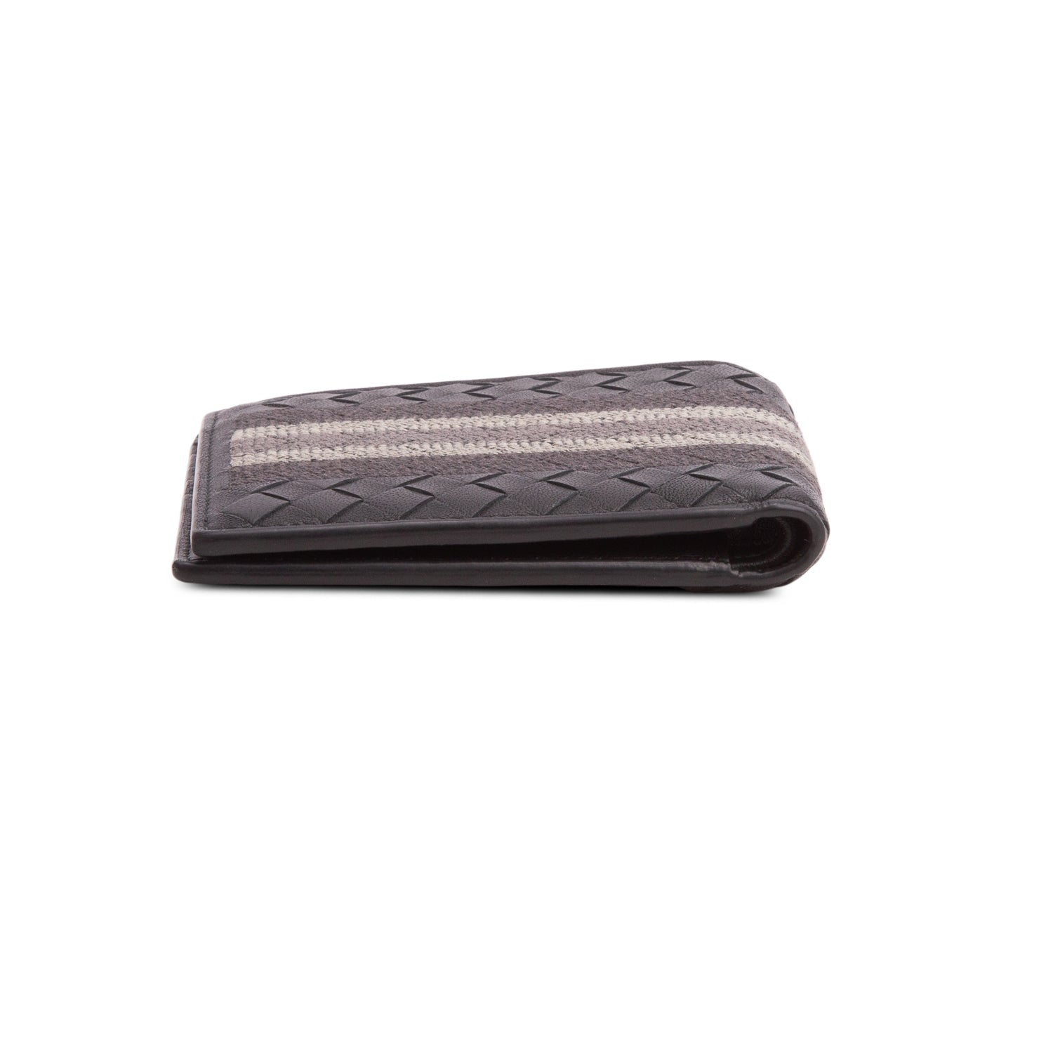 Bottega Veneta Black Intrecciato Leather Canvas Bi-Fold Wallet