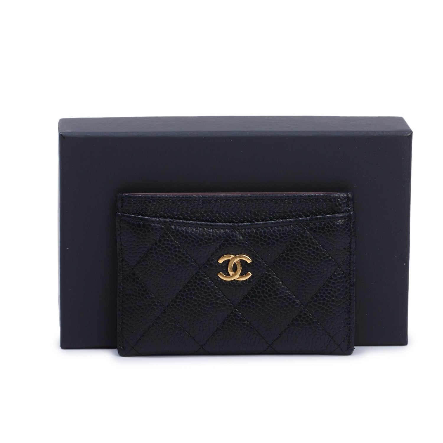 Chanel Black Caviar Leather Classic Card Holder w/ Box