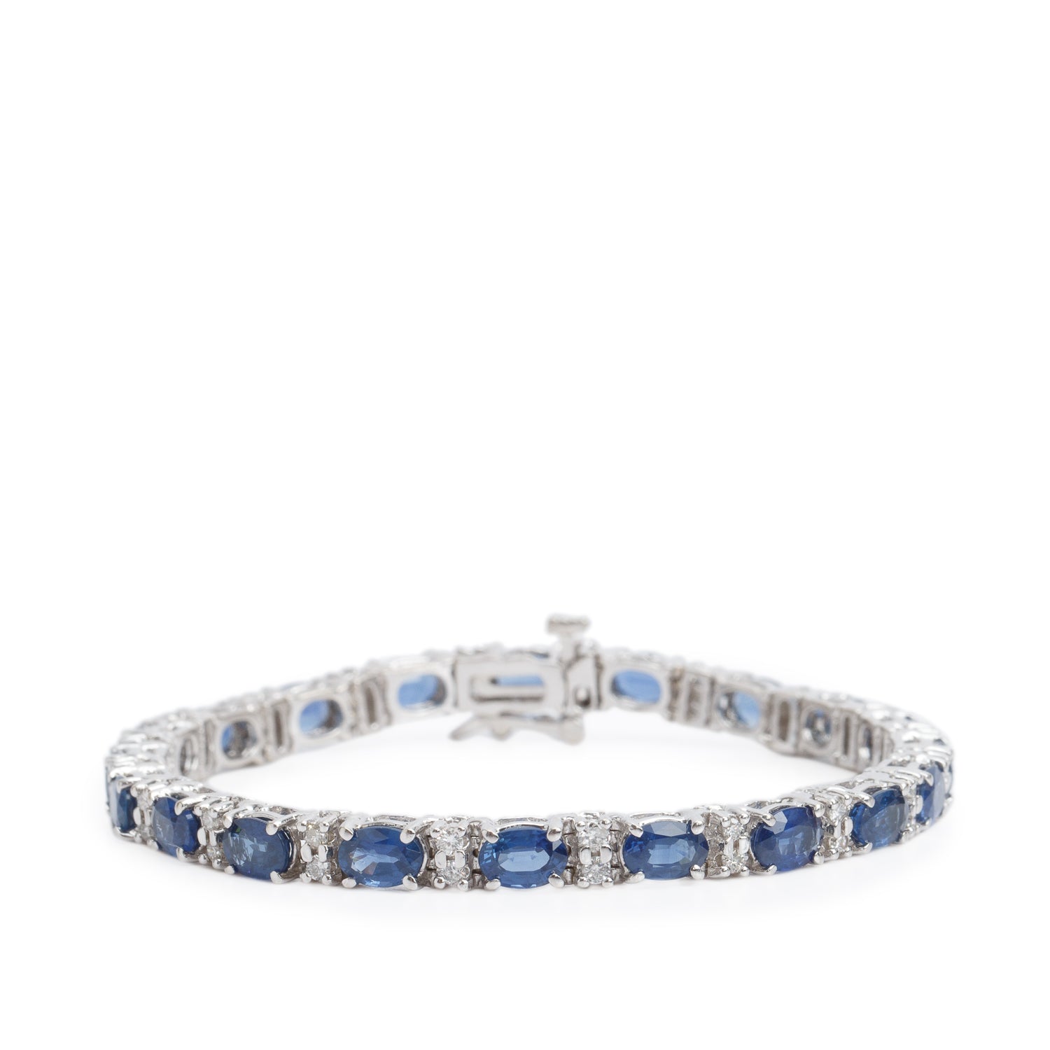 14k White Gold Sapphire &  Diamond Tennis Bracelet