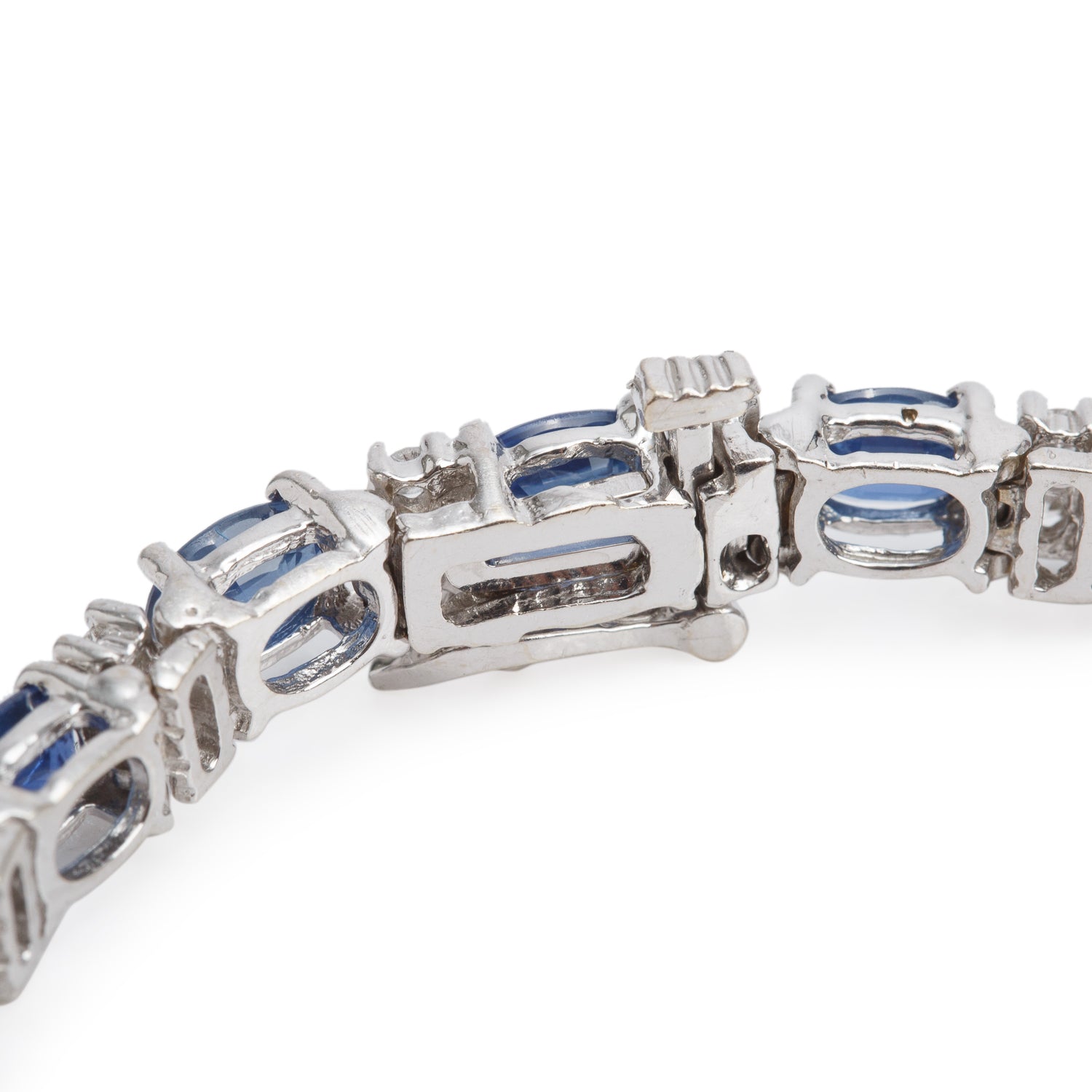14k White Gold Sapphire &  Diamond Tennis Bracelet