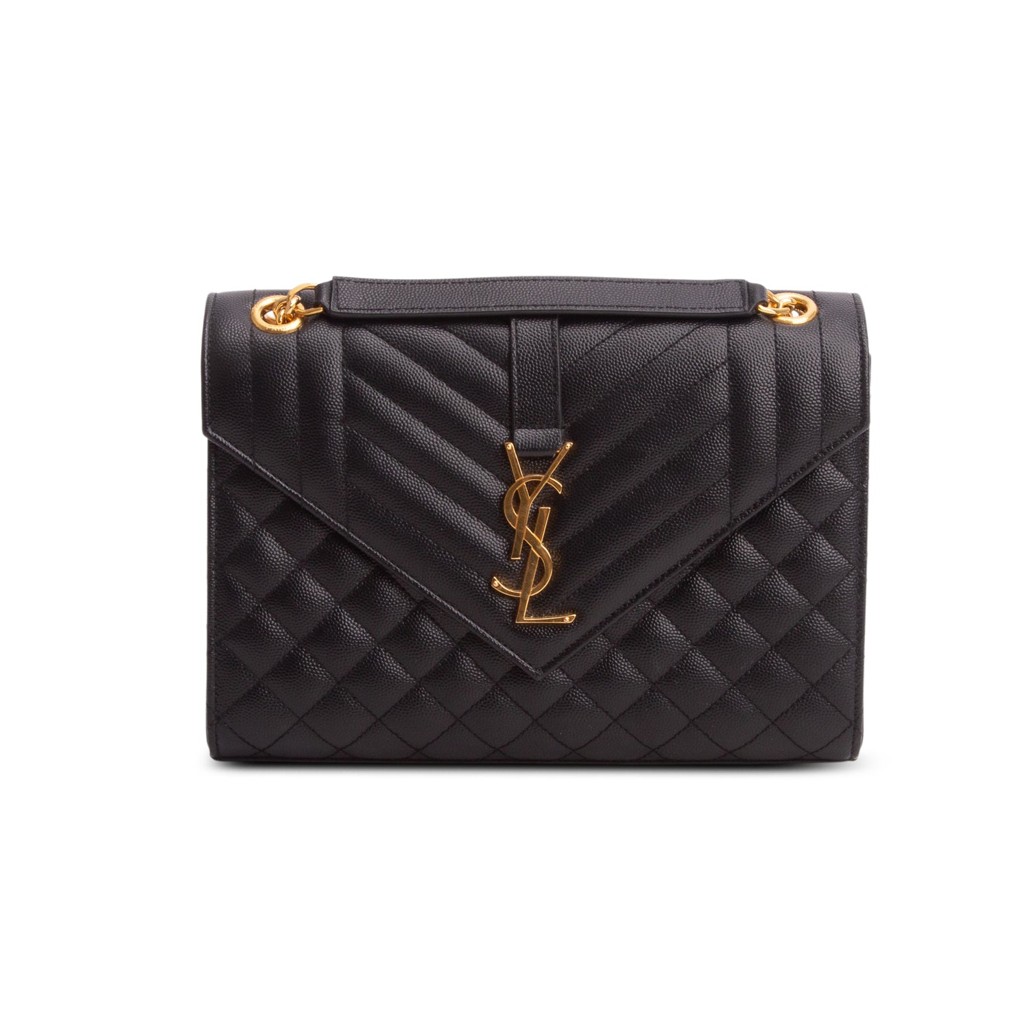 Saint Laurent Black Lambskin Matelasse Medium Triquilt Monogram Satchel