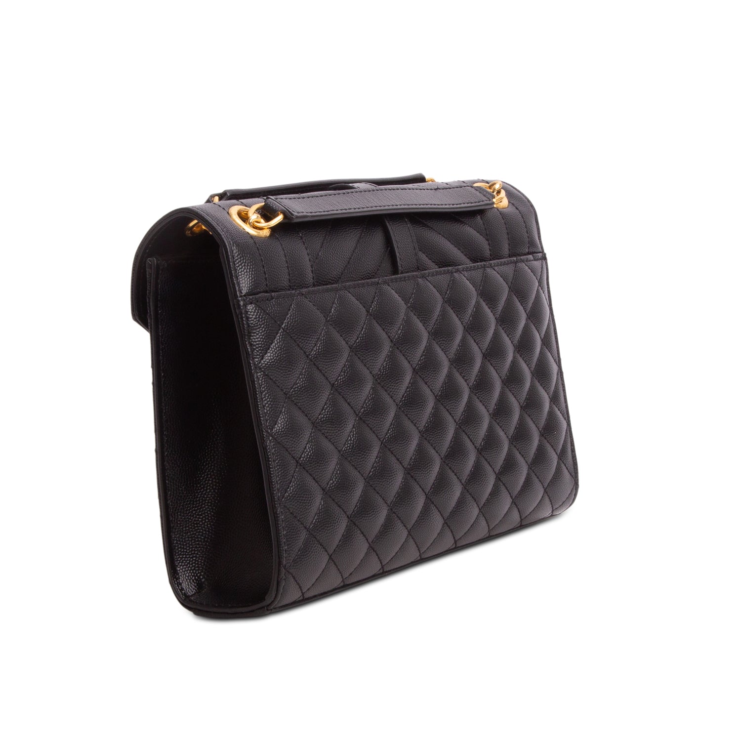 Saint Laurent Black Lambskin Matelasse Medium Triquilt Monogram Satchel