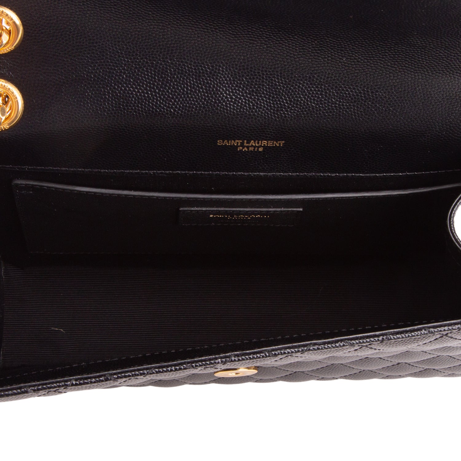 Saint Laurent Black Lambskin Matelasse Medium Triquilt Monogram Satchel