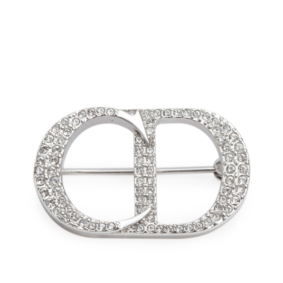 Christian Dior Sterling Silver Crystal CD Icon Brooch