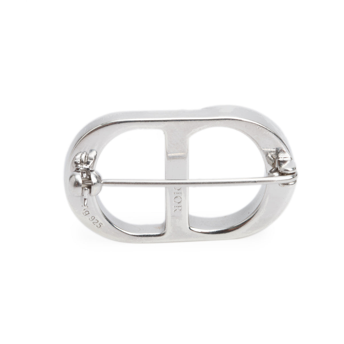 Christian Dior Sterling Silver Crystal CD Icon Brooch