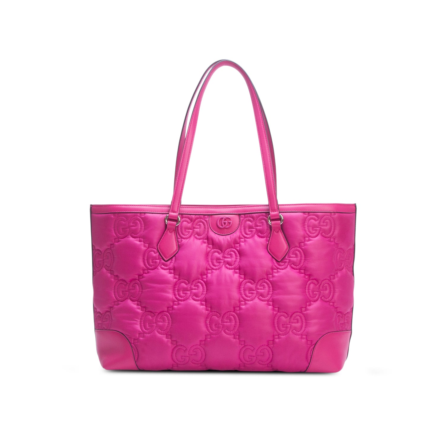 Gucci Pink Nylon GG Matelasse Monochrome Medium Ophidia Shopping Tote w/ Box