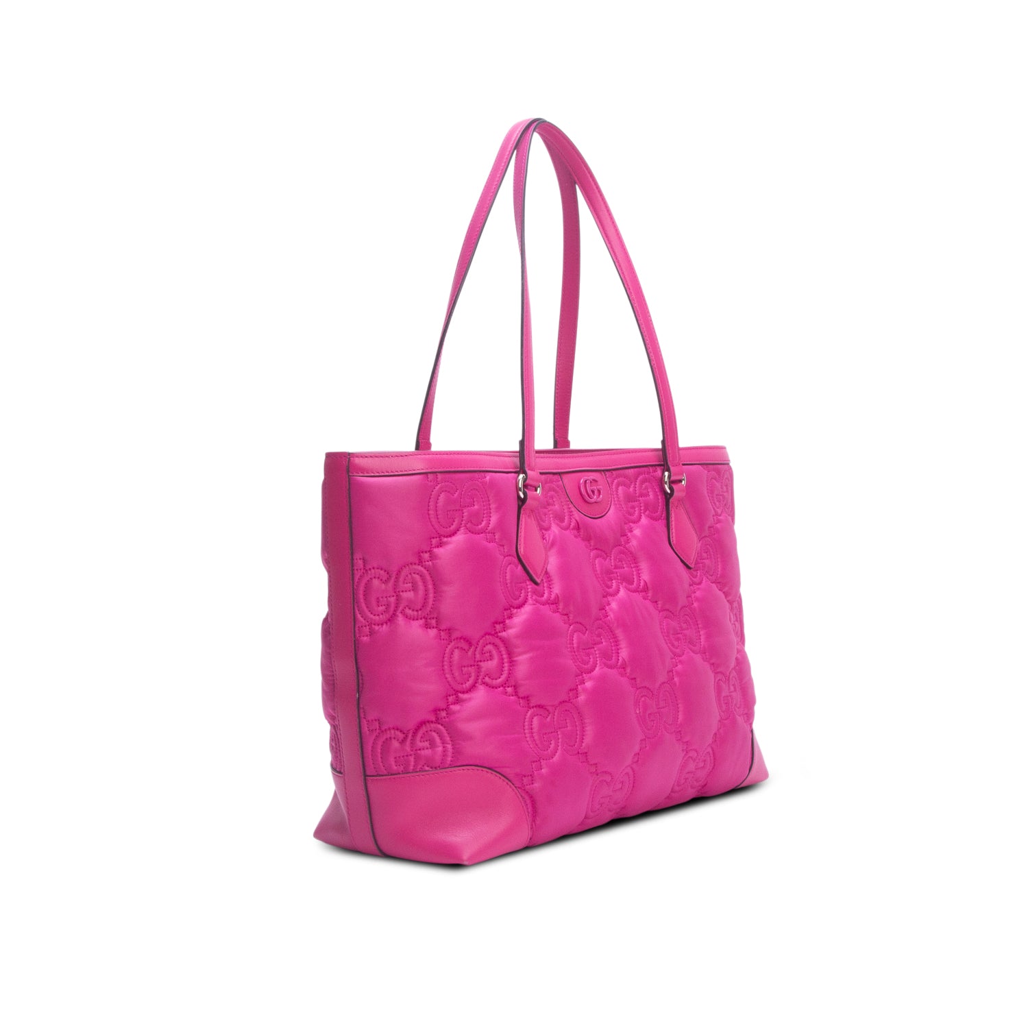 Gucci Pink Nylon GG Matelasse Monochrome Medium Ophidia Shopping Tote w/ Box