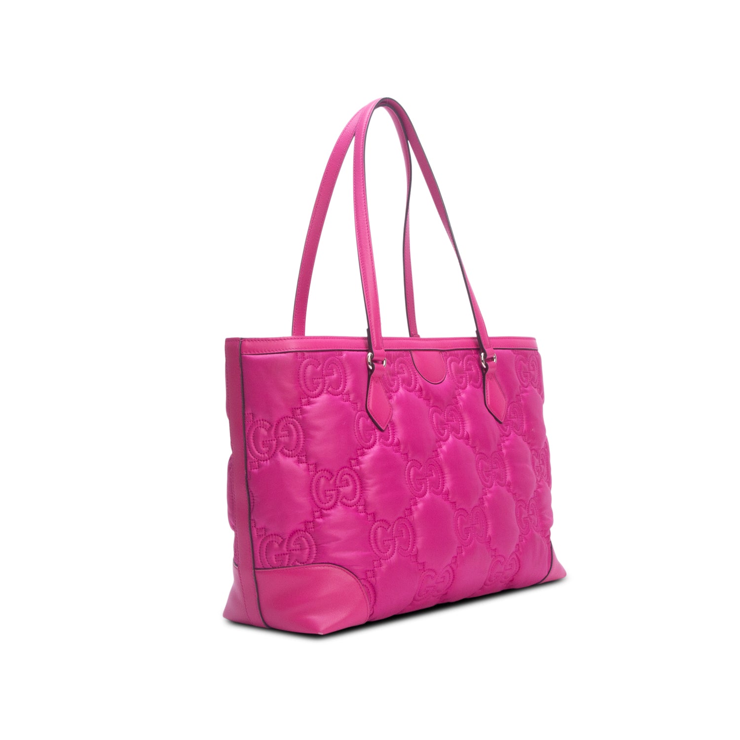 Gucci Pink Nylon GG Matelasse Monochrome Medium Ophidia Shopping Tote w/ Box