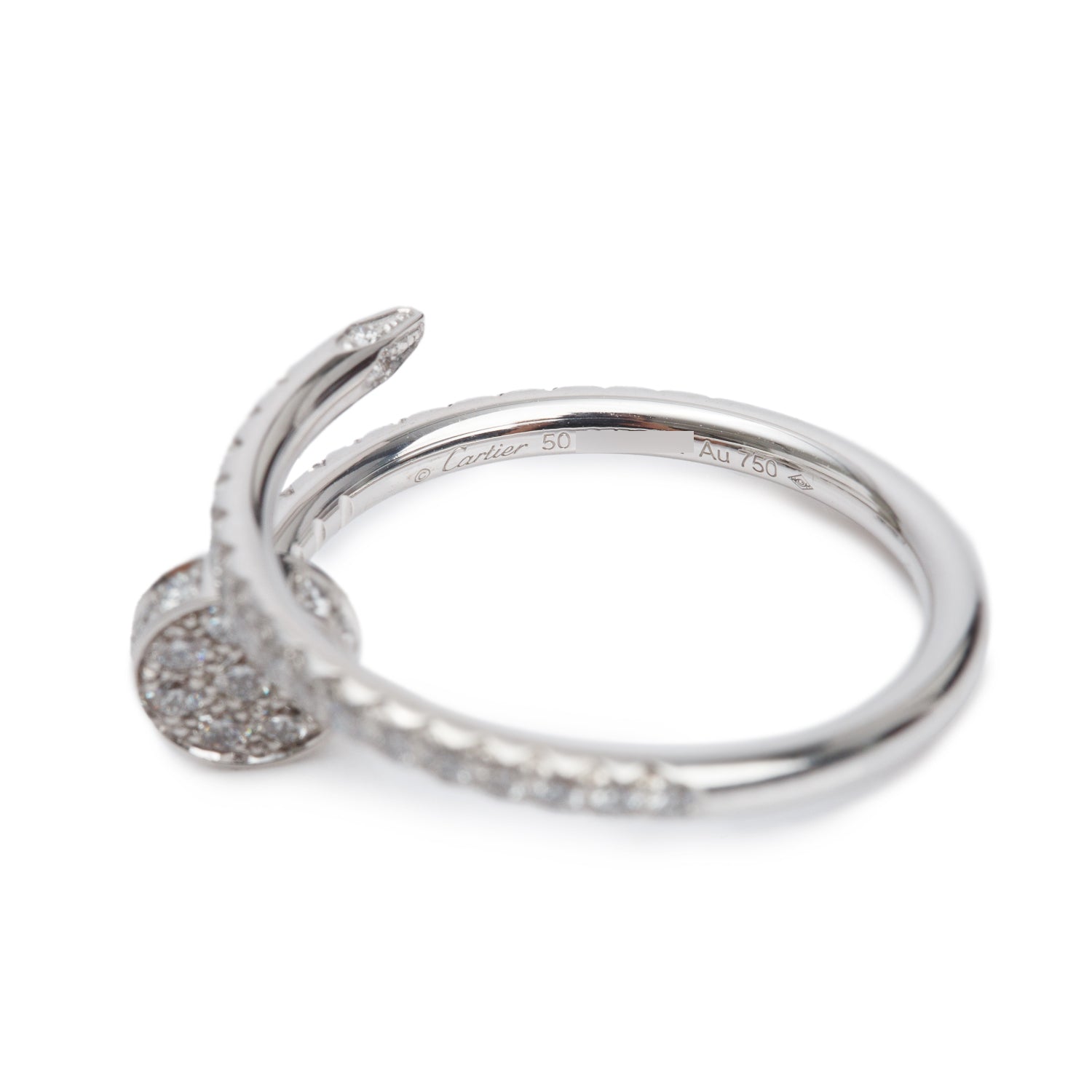 Cartier 2025 18k White Gold Half-Paved Diamond Juste Un Clou Ring, Small Model Size 50 5.25 w/ Box, Receipt & Certificate