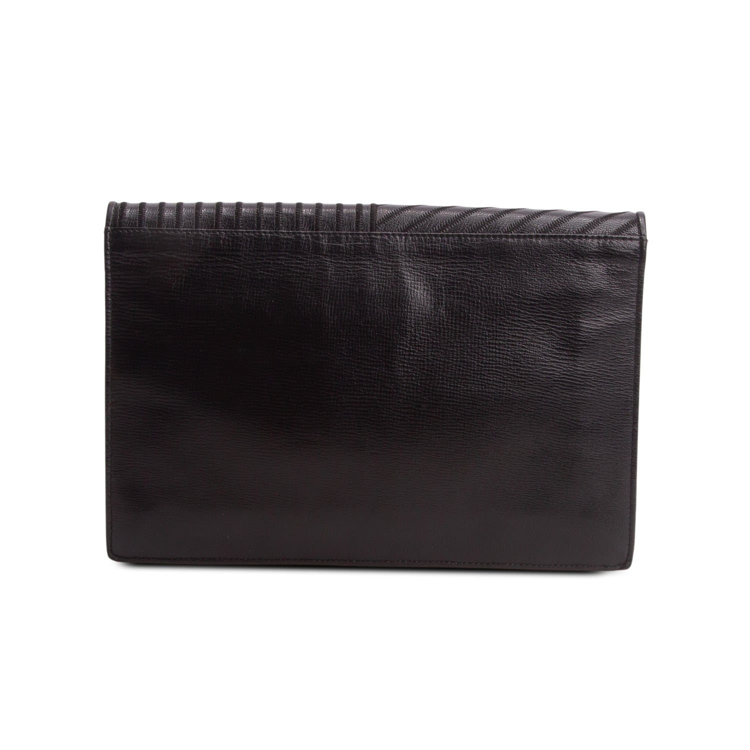 Fendi Vintage Black Leather Woven Clutch