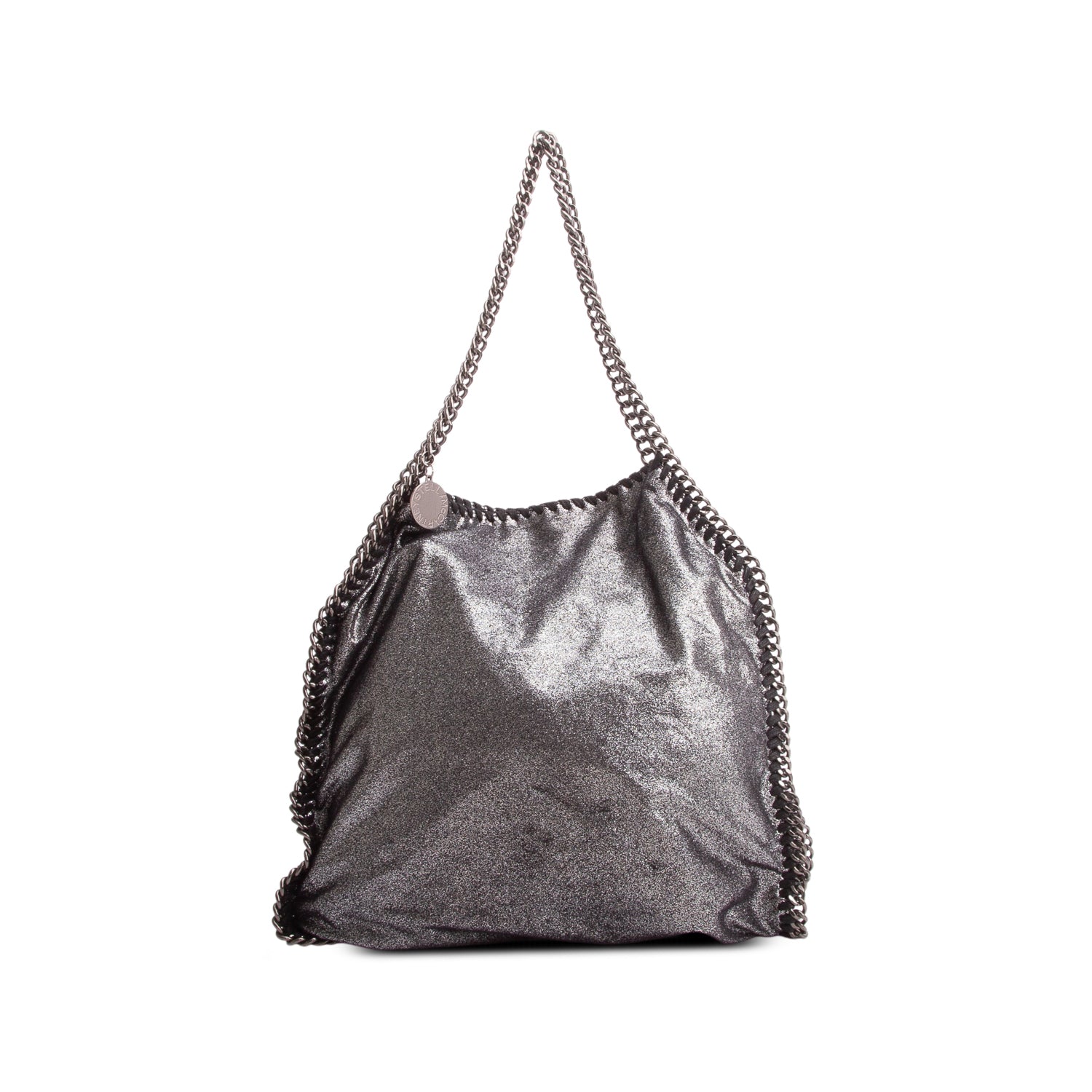 Stella McCartney Silver Vegan Shaggy Deer Fabric Falabella Fold-Over Tote w/ Pouch