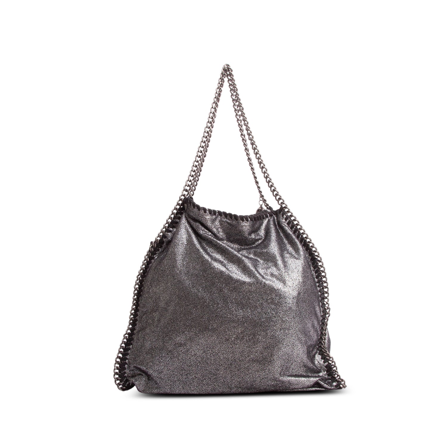 Stella McCartney Silver Vegan Shaggy Deer Fabric Falabella Fold-Over Tote w/ Pouch