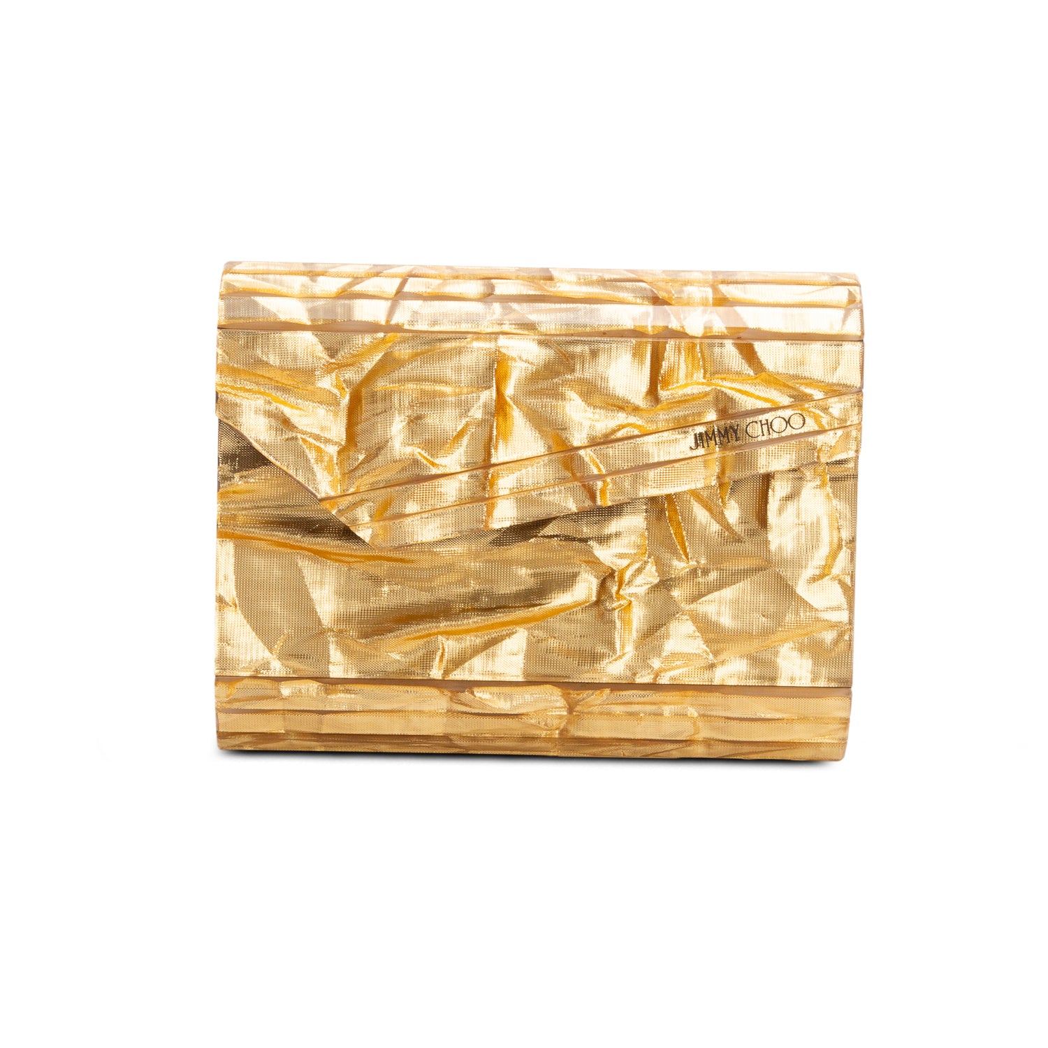 Jimmy Choo Gold Acrylic Glitter Clutch Bag