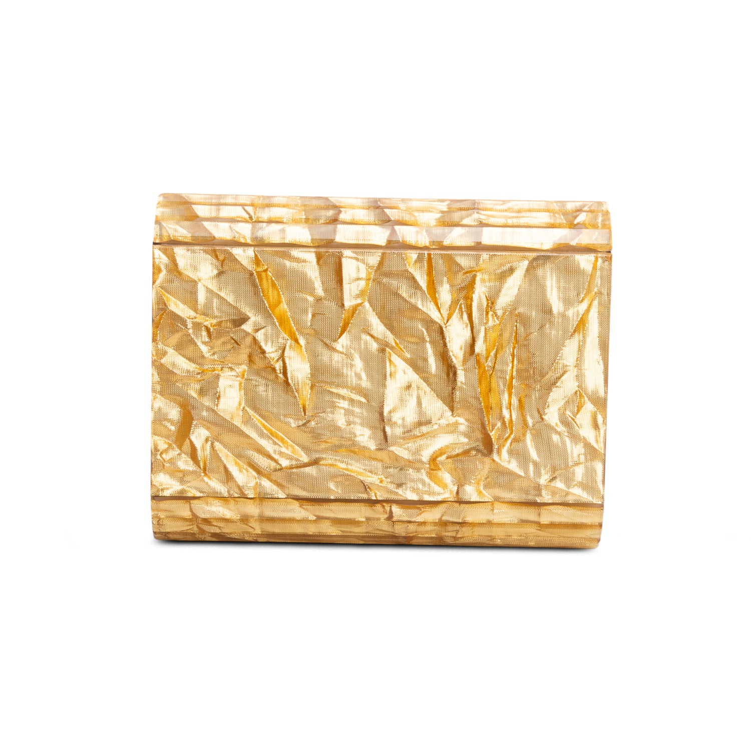 Jimmy Choo Gold Acrylic Glitter Clutch Bag