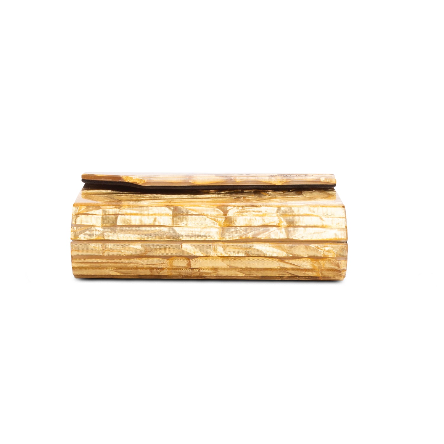 Jimmy Choo Gold Acrylic Glitter Clutch Bag