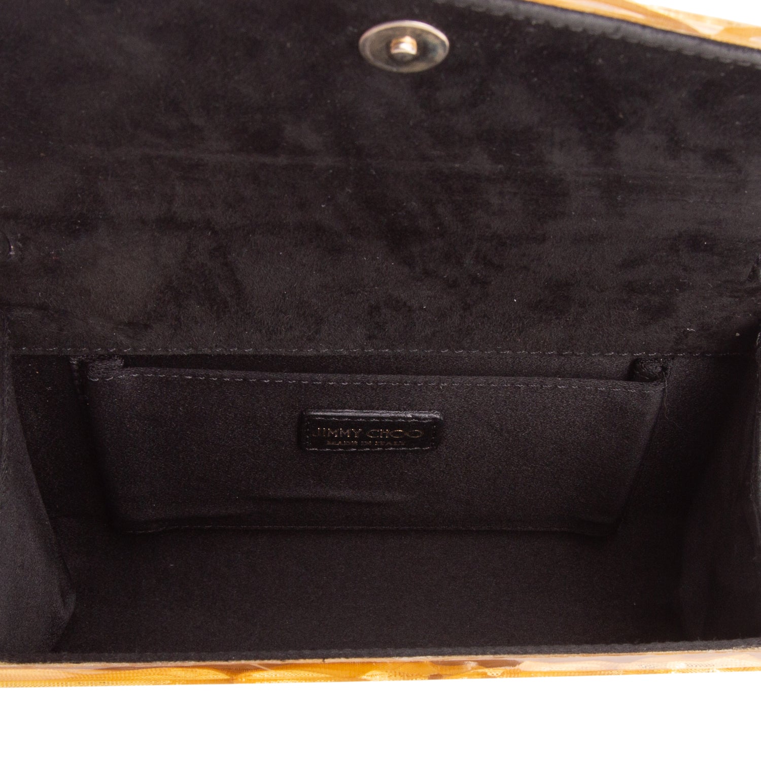 Jimmy Choo Gold Acrylic Glitter Clutch Bag