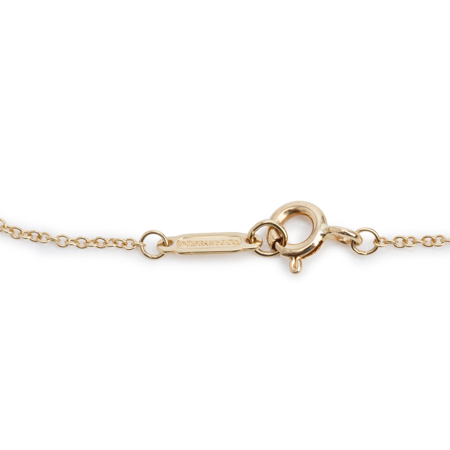 Tiffany & Co. 18k Yellow Gold Red Enamel Mini Heart Key Pendant Necklace w/ Box