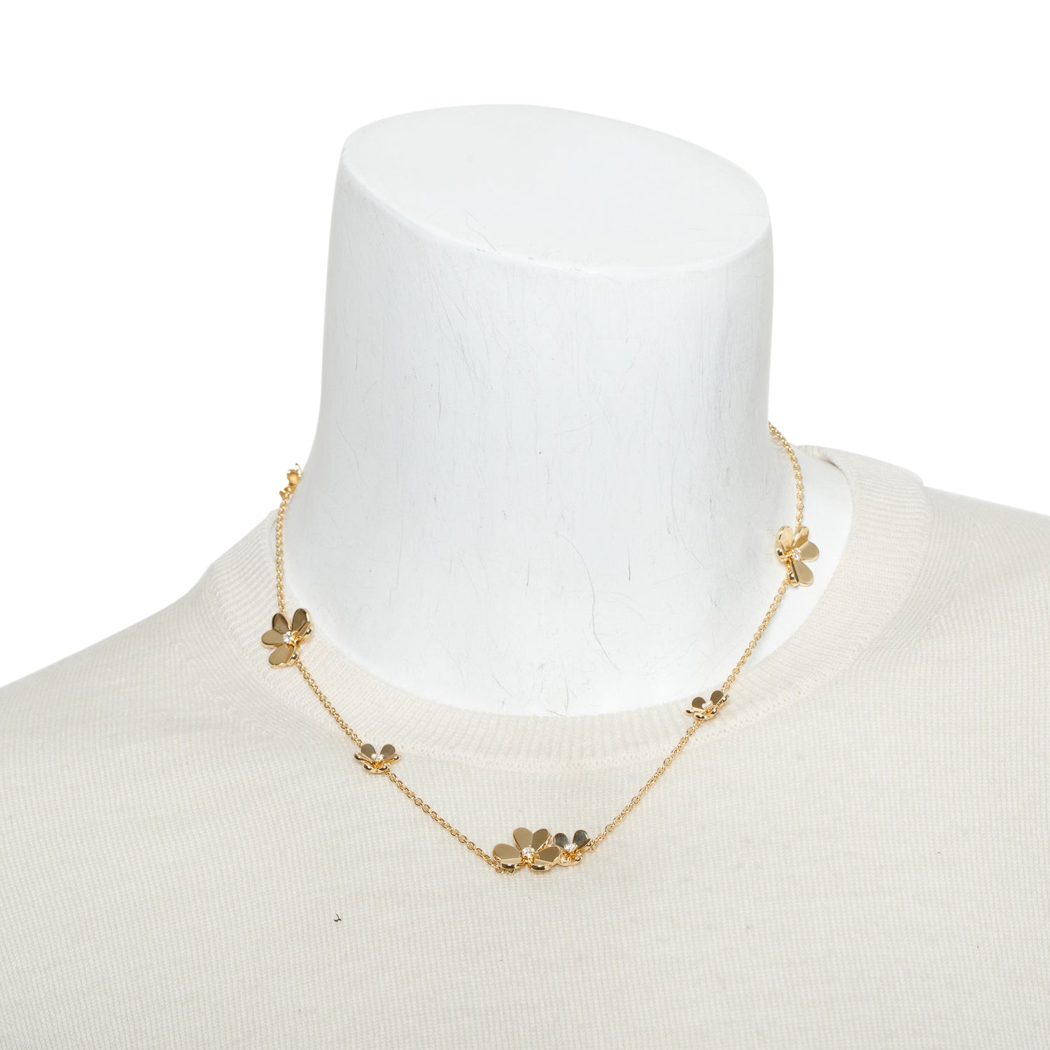 Van Cleef & Arpels 18kYellow Gold Diamond Frivole Necklace, 9 Flowers w/ Box & Certificate