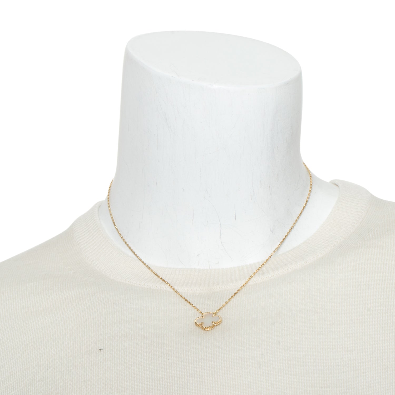 Van Cleef & Arpels 2020 18k Yellow Gold Vintage Alhambra Mother of Pearl Pendant Necklace w/ Box, Receipt & Certificate