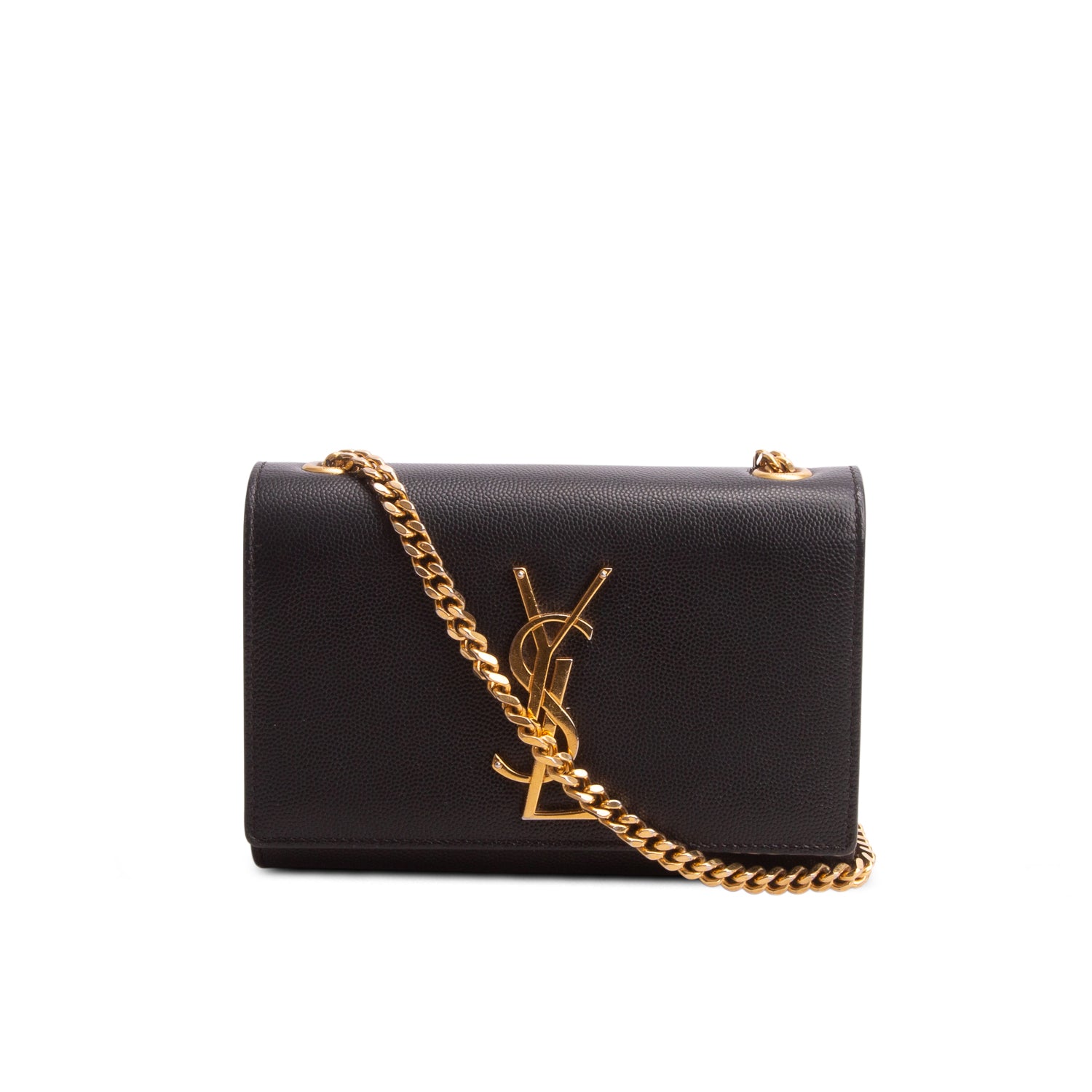 Saint Laurent Black Grain De Poudre Small Kate Chain Bag