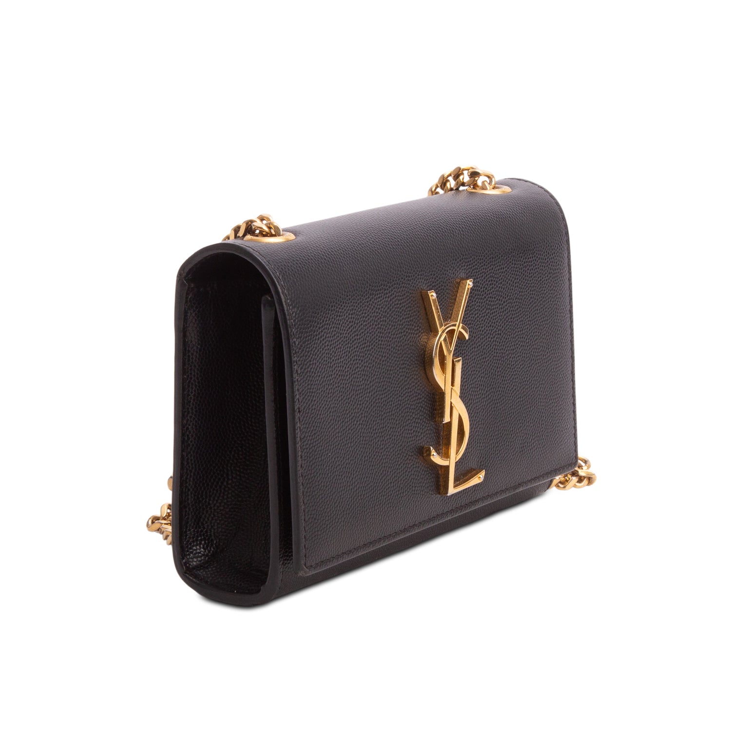 Saint Laurent Black Grain De Poudre Small Kate Chain Bag