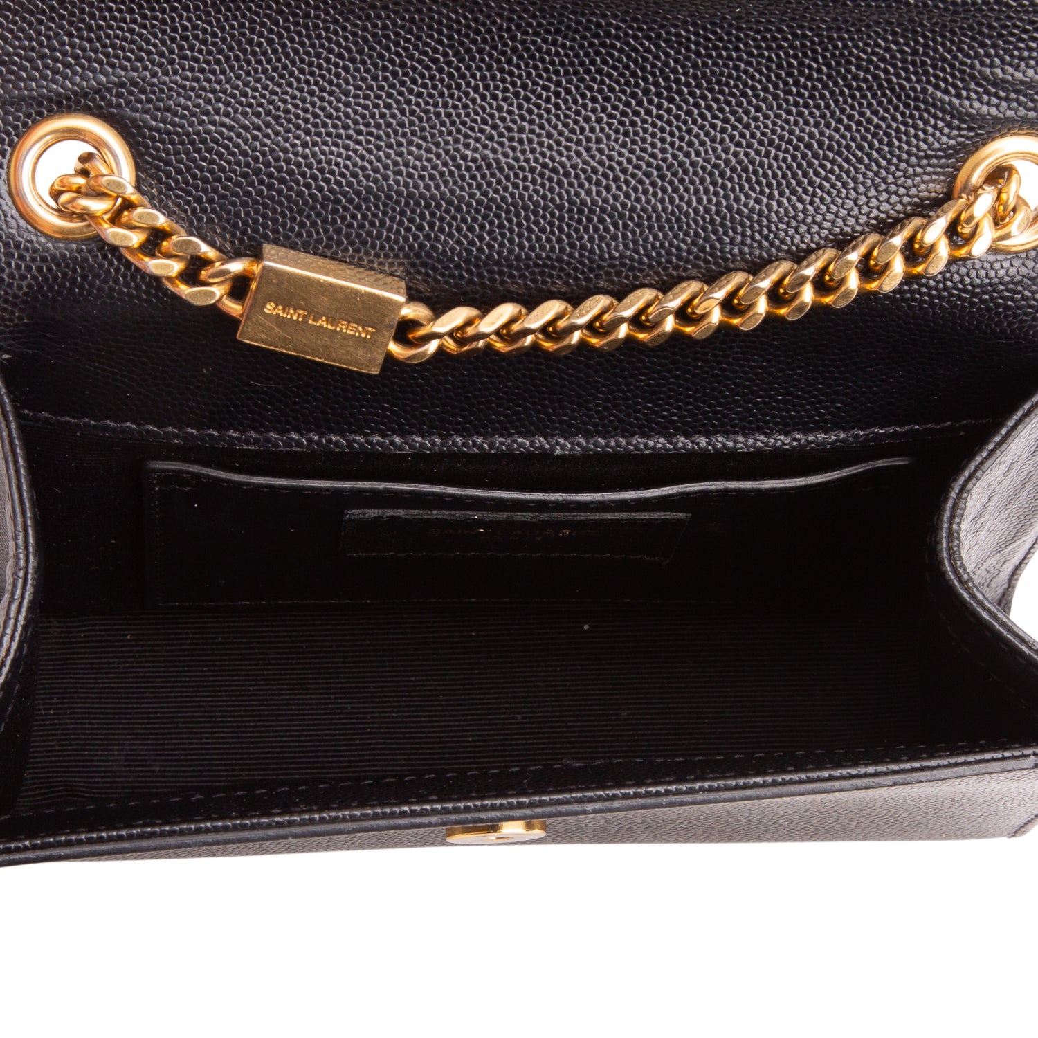 Saint Laurent Black Grain De Poudre Small Kate Chain Bag