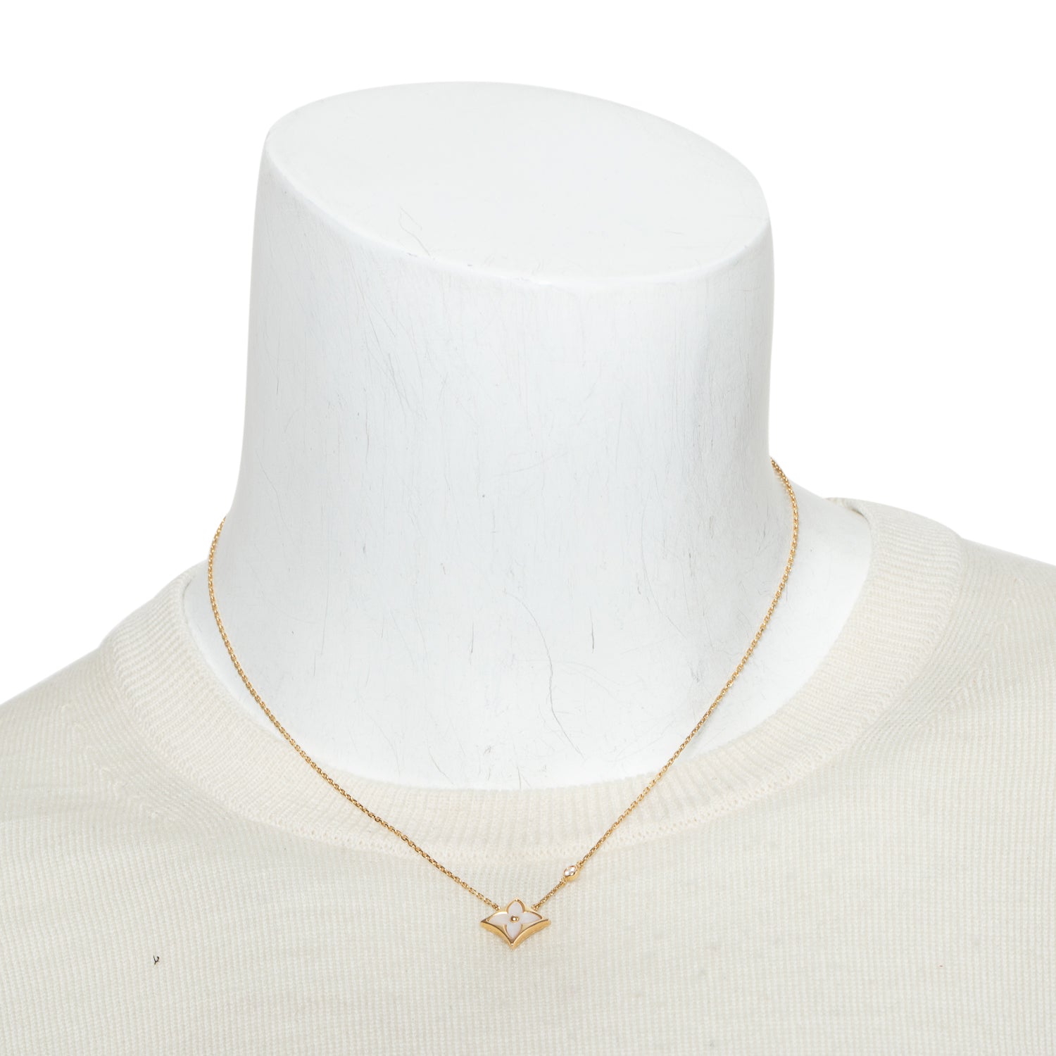 Louis Vuitton 18k Rose Gold Diamond Mother of Pear Color Blossom BB Star Pendant Necklace