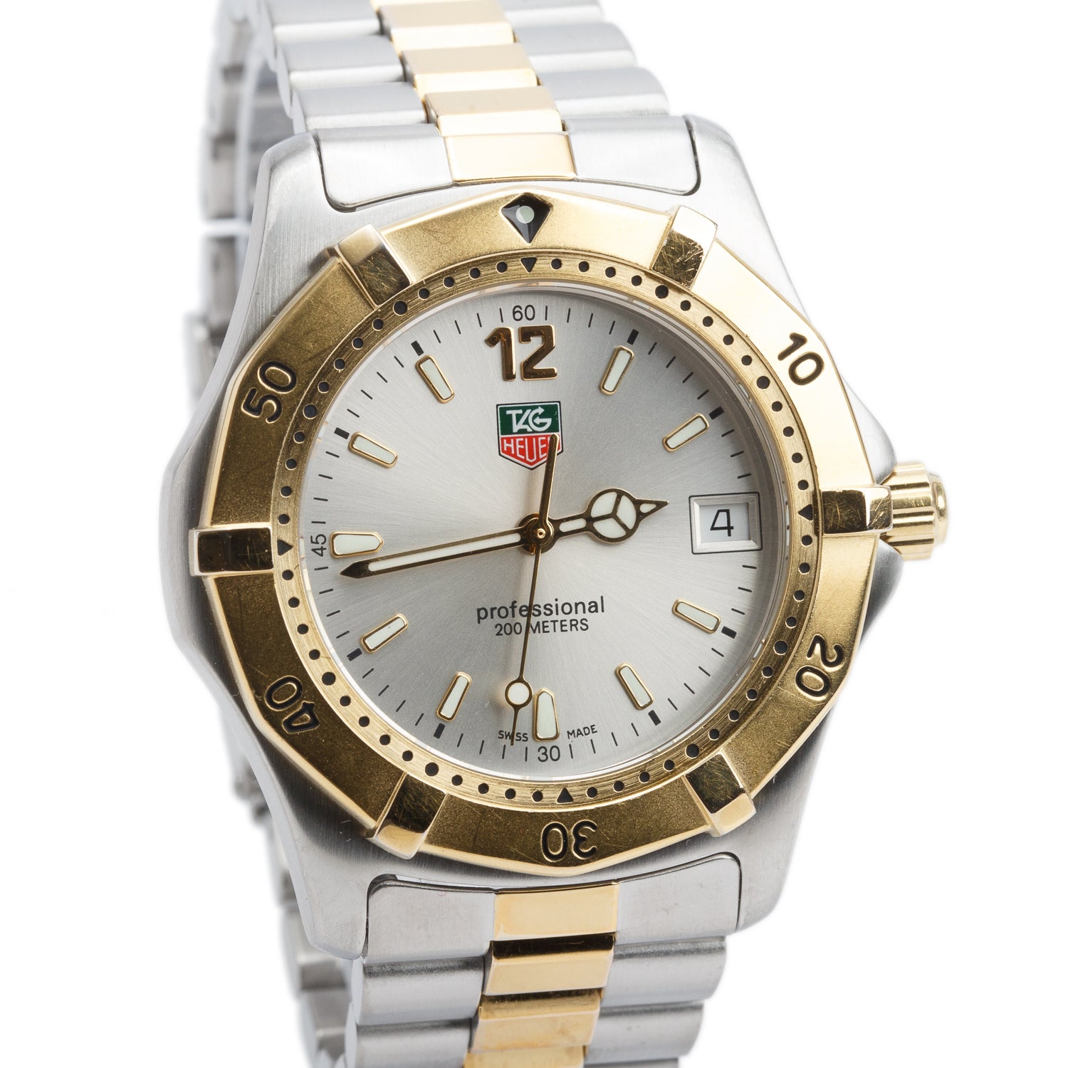 Tag Heuer Stainless Steel & Gold Plated 2000 Series Professional 38MM Watch Silver Dial WK1120-0