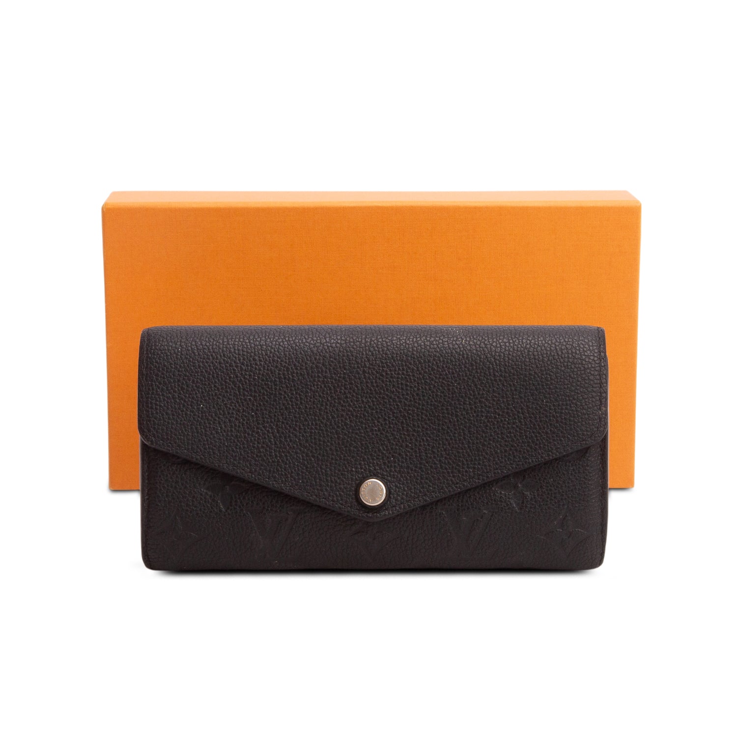 Louis Vuitton Black Monogram Empreinte Leather Sarah Wallet w/ Box