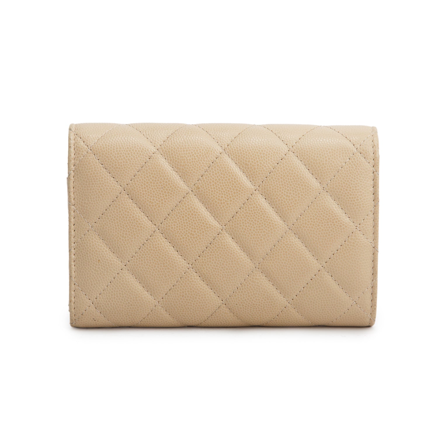 Chanel Beige Caviar Leather Medium Classic Flap Wallet w/ Authenticity Card