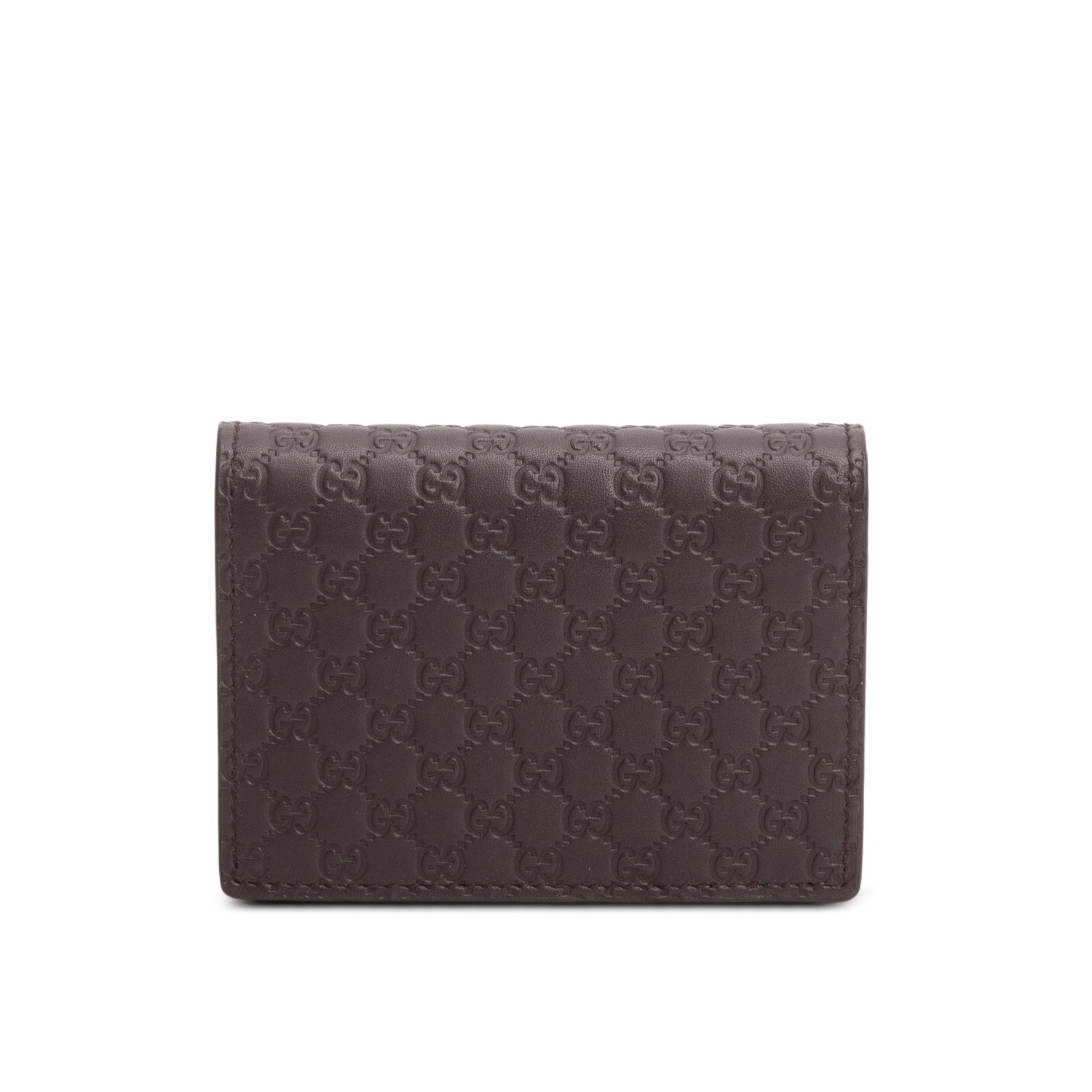 Gucci Brown Micro Signature Leather Bifold Wallet w/ Box