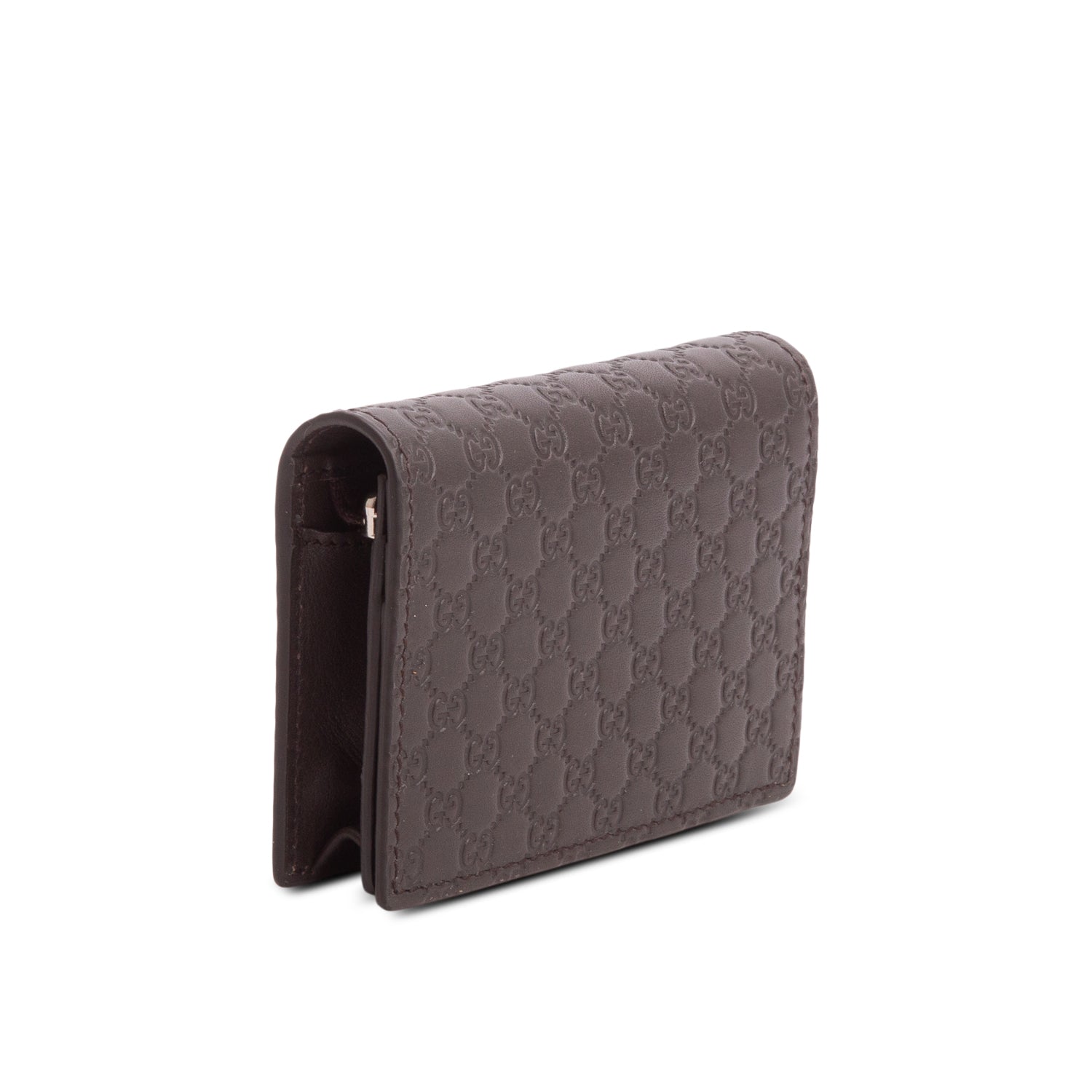 Gucci Brown Micro Signature Leather Bifold Wallet w/ Box