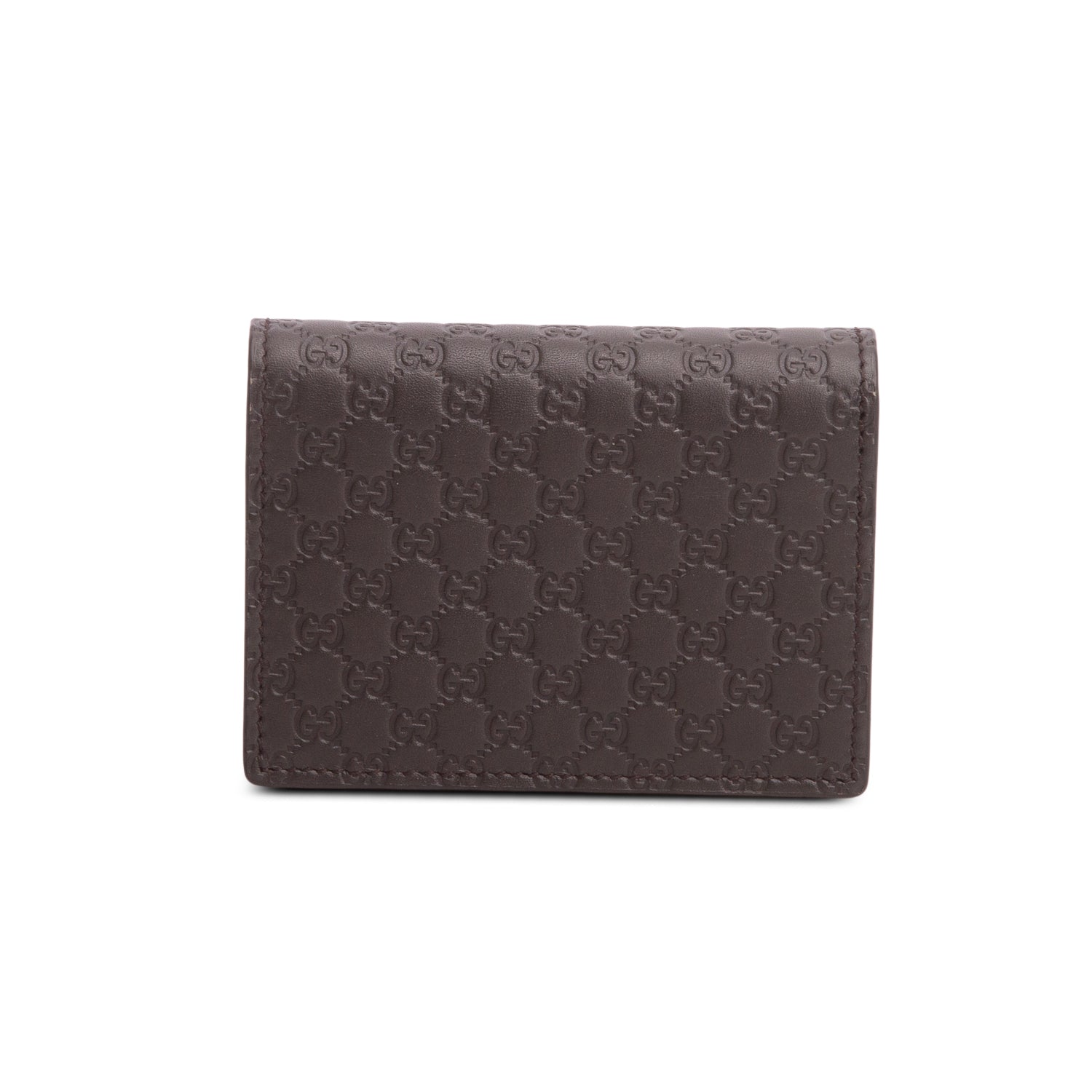Gucci Brown Micro Signature Leather Bifold Wallet w/ Box