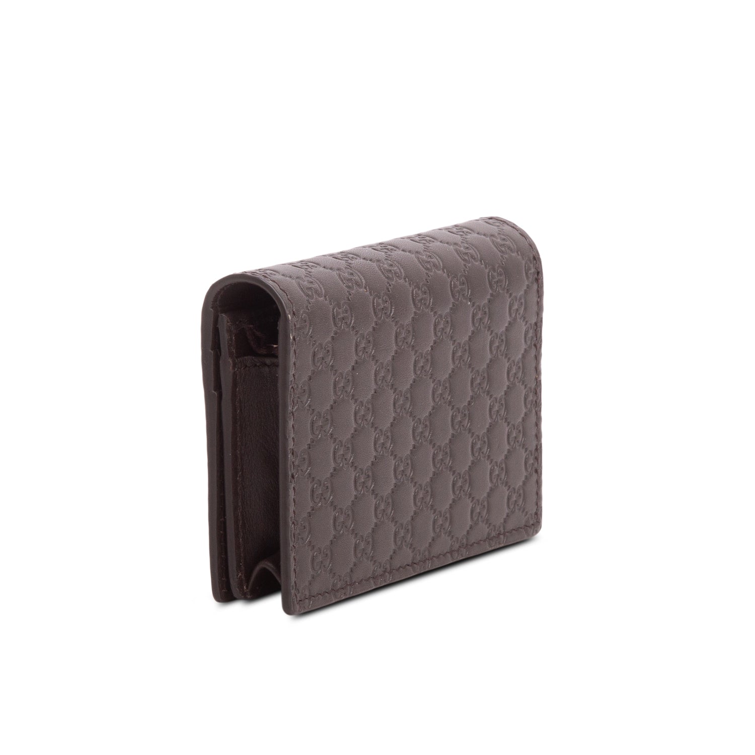 Gucci Brown Micro Signature Leather Bifold Wallet w/ Box