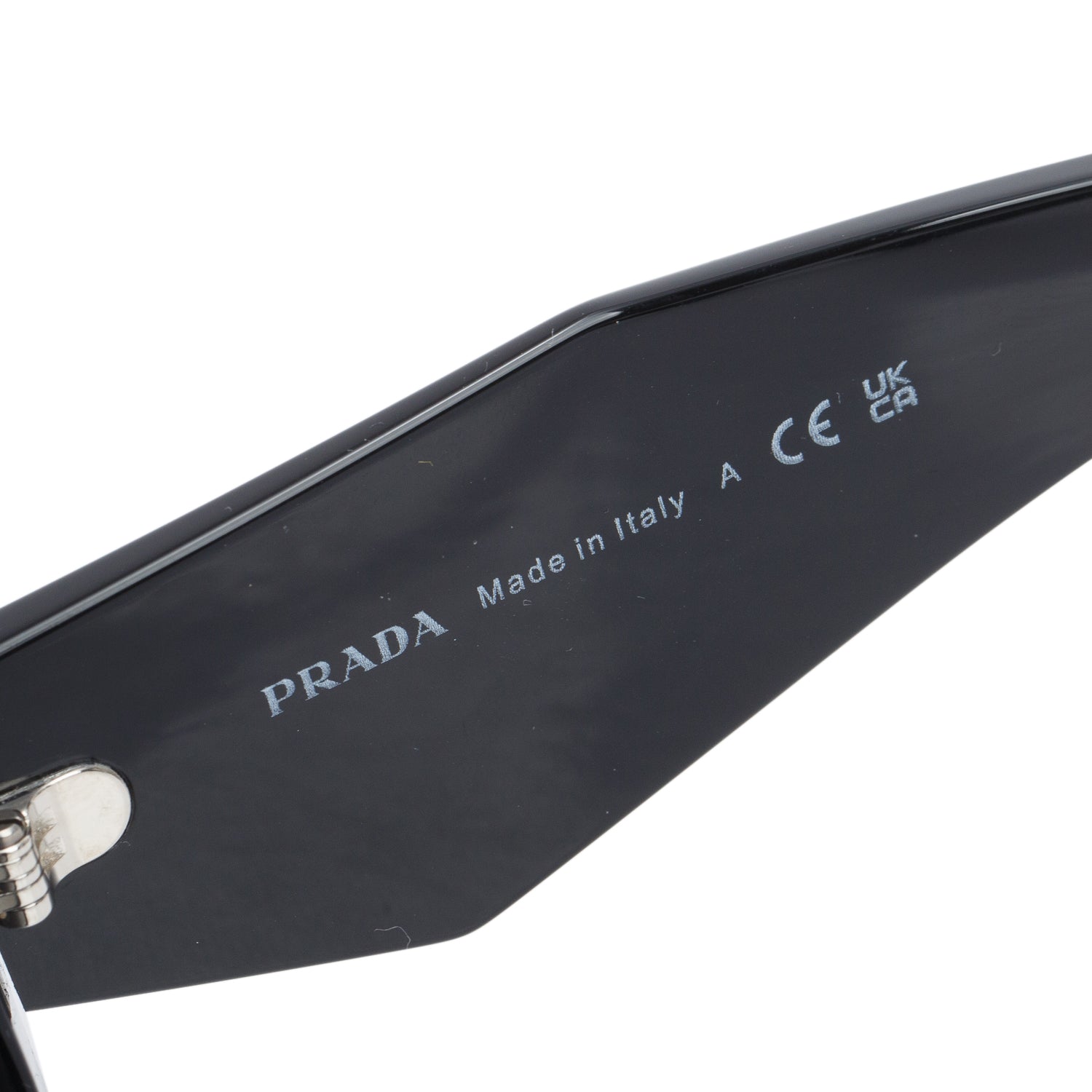 Prada SPR 17W Black Acetate Symbole Rectangular Sunglasses w/ Box & Case