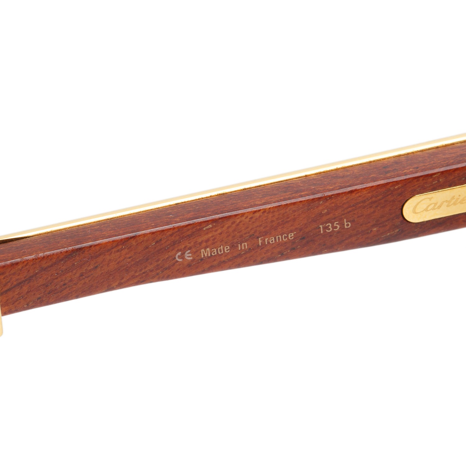Cartier 135B Brown Gold Plated and Wood Premier De Cartier Oval Sunglasses w/ Case
