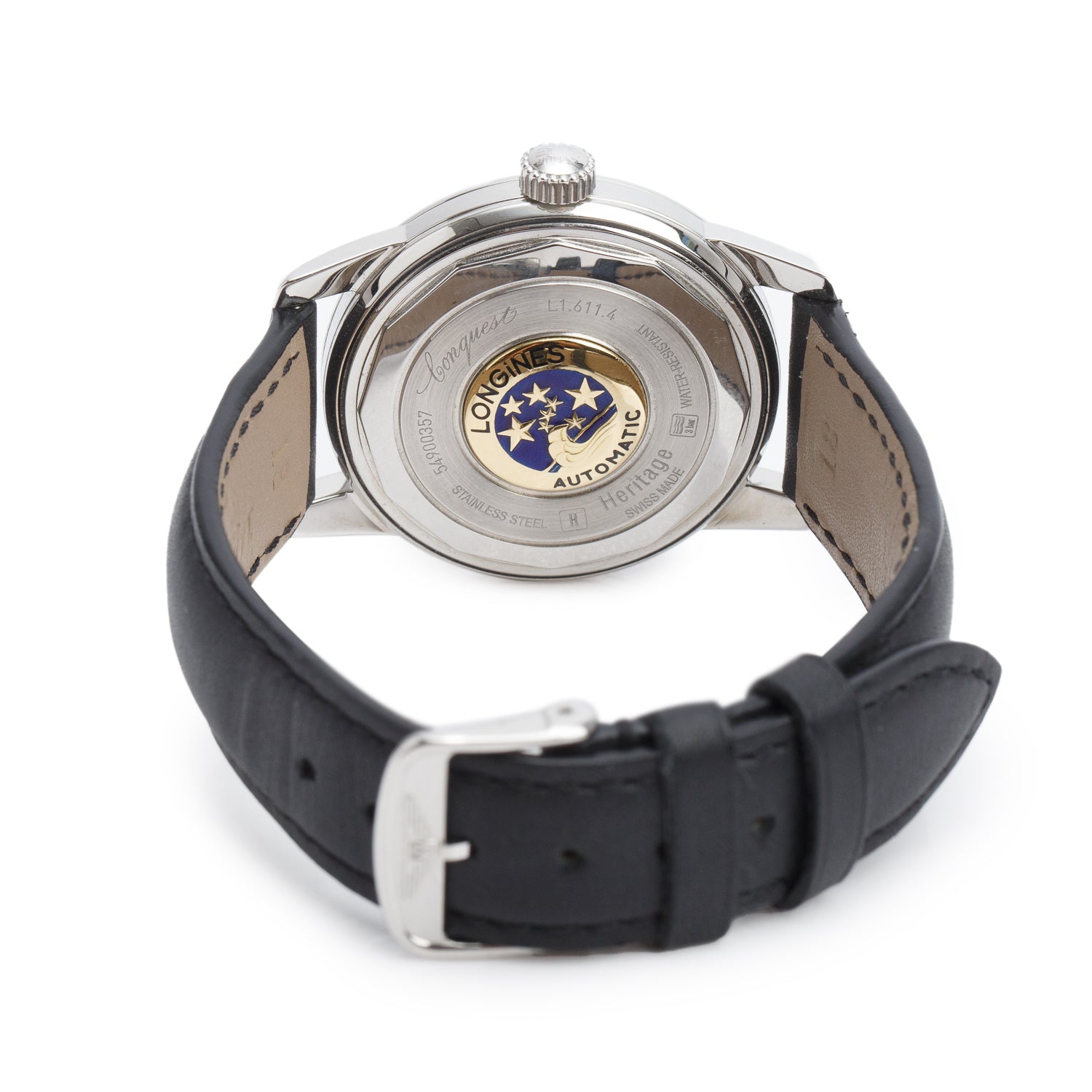 Longines Stainless Steel Conquest Heritage 35 MM Automatic Watch Silver Dial w/ Box