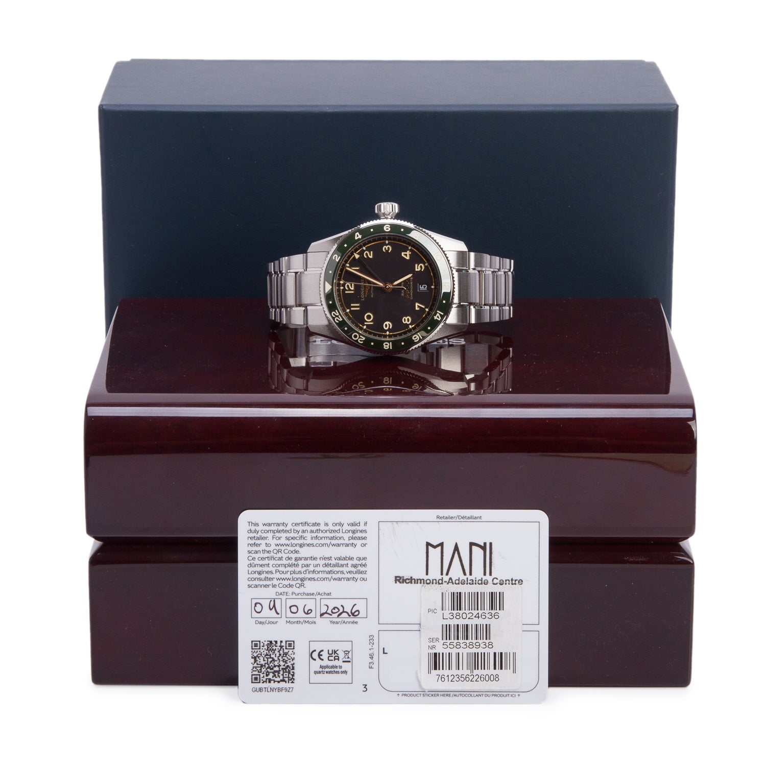 Longines 2026 Stainless Steel Spirit Zulu Time 39 MM Automatic Watch Black Dial w/ Box & Papers