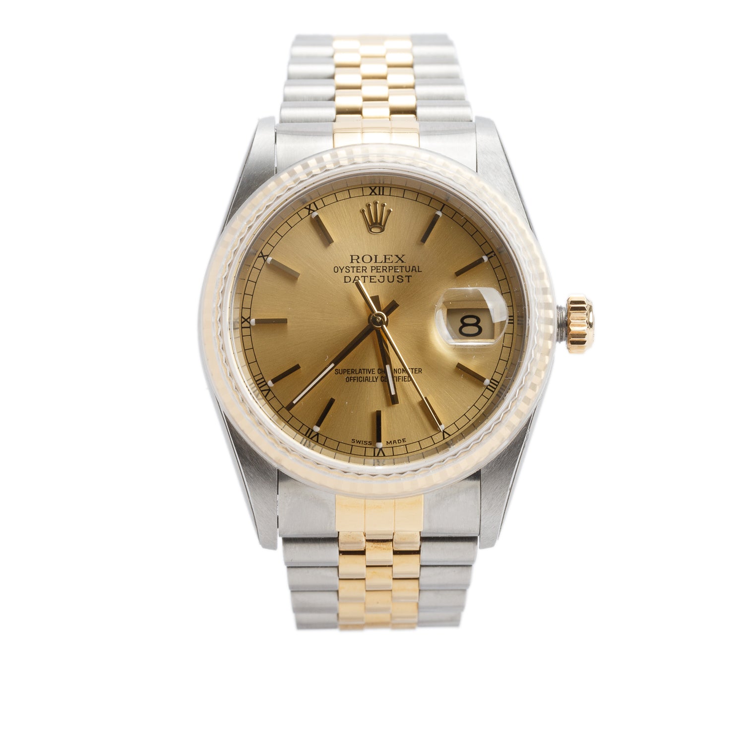 Rolex Stainless Steel & 18k Yellow Gold Datejust 36 MM Automatic Watch Gold Dial 16233 w/ Box & Papers