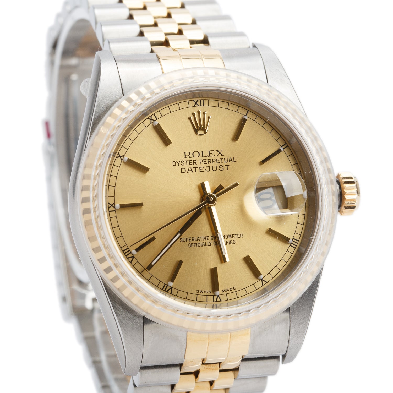 Rolex Stainless Steel & 18k Yellow Gold Datejust 36 MM Automatic Watch Gold Dial 16233 w/ Box & Papers