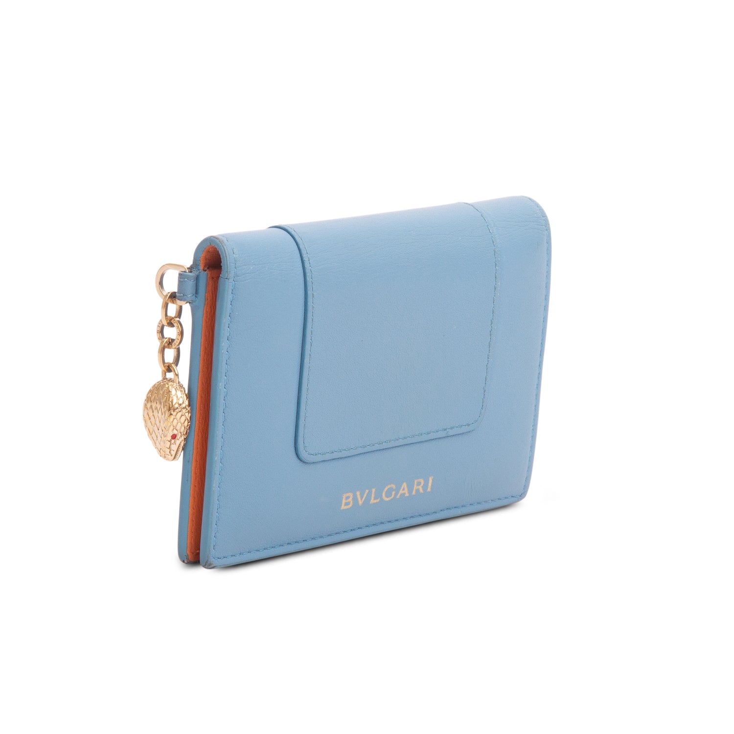 Bulgari Blue Calfskin Serpenti Forever Folded Card Holder w/ Box