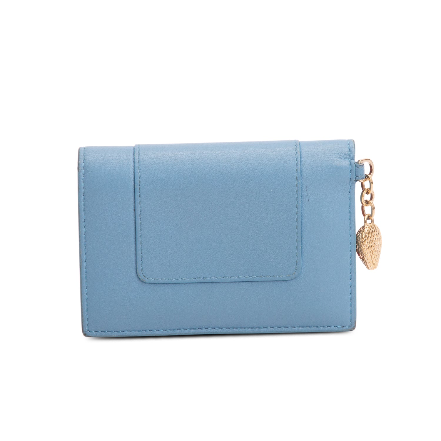Bulgari Blue Calfskin Serpenti Forever Folded Card Holder w/ Box