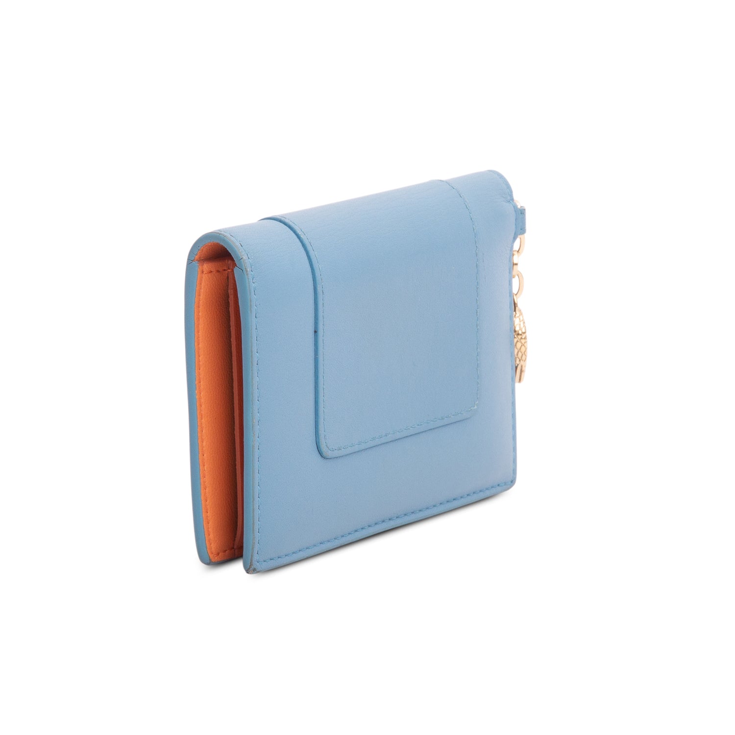 Bulgari Blue Calfskin Serpenti Forever Folded Card Holder w/ Box