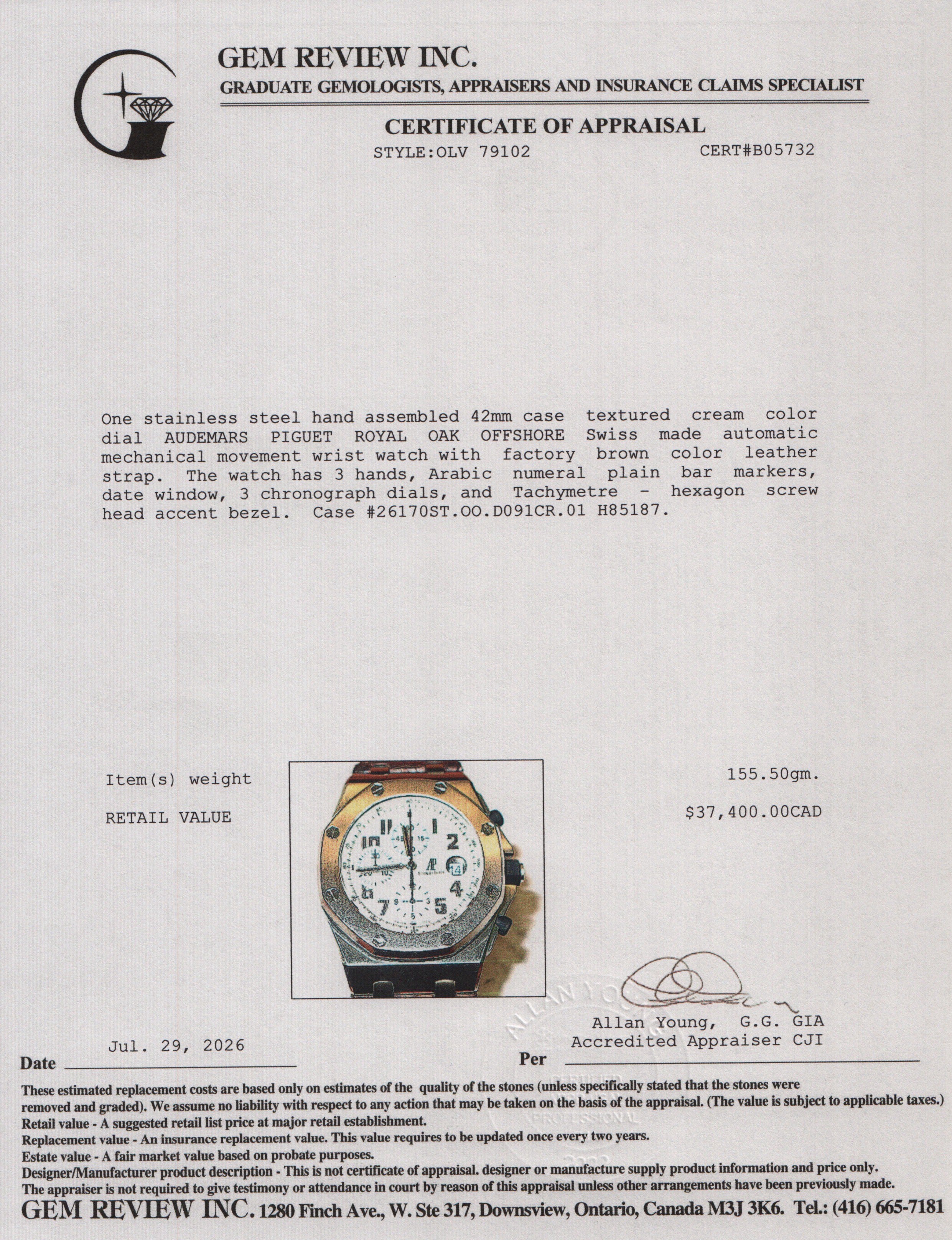 Audemars Piguet Stainless Steel Royal Oak Offshore 42 MM Automatic Chronograph Watch White Dial w/ Box & Papers