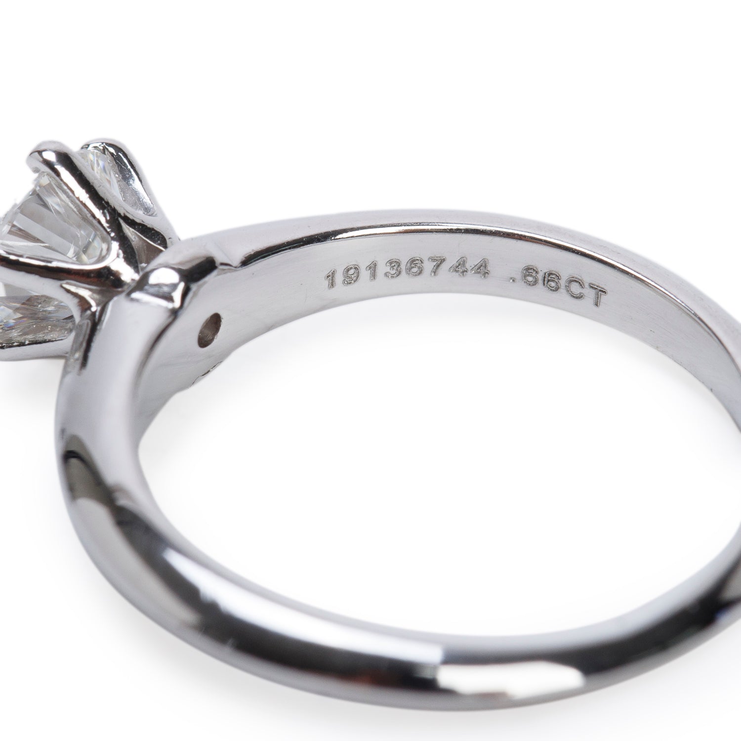 Tiffany & Co. Platinum 0.66 ct. Diamond Solitaire Engagement Ring, Size 4.75 w/ Box & Diamond Certificate