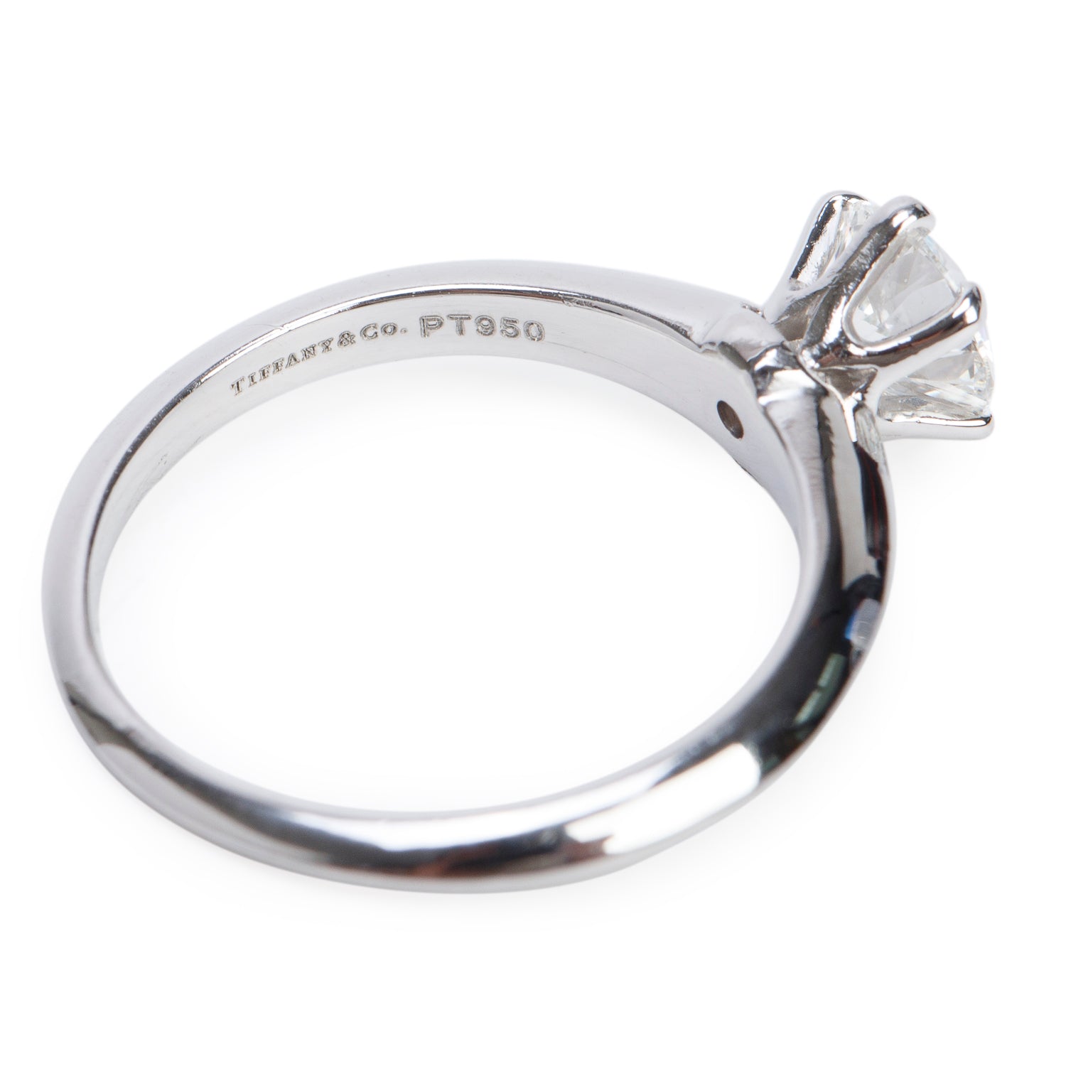 Tiffany & Co. Platinum 0.66 ct. Diamond Solitaire Engagement Ring, Size 4.75 w/ Box & Diamond Certificate