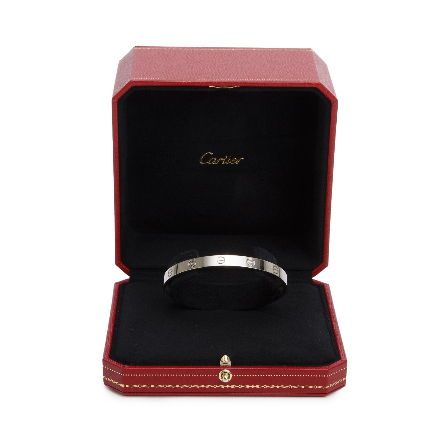 Cartier 18k White Gold Love Cuff, Size 19 w/ Box & Receipt