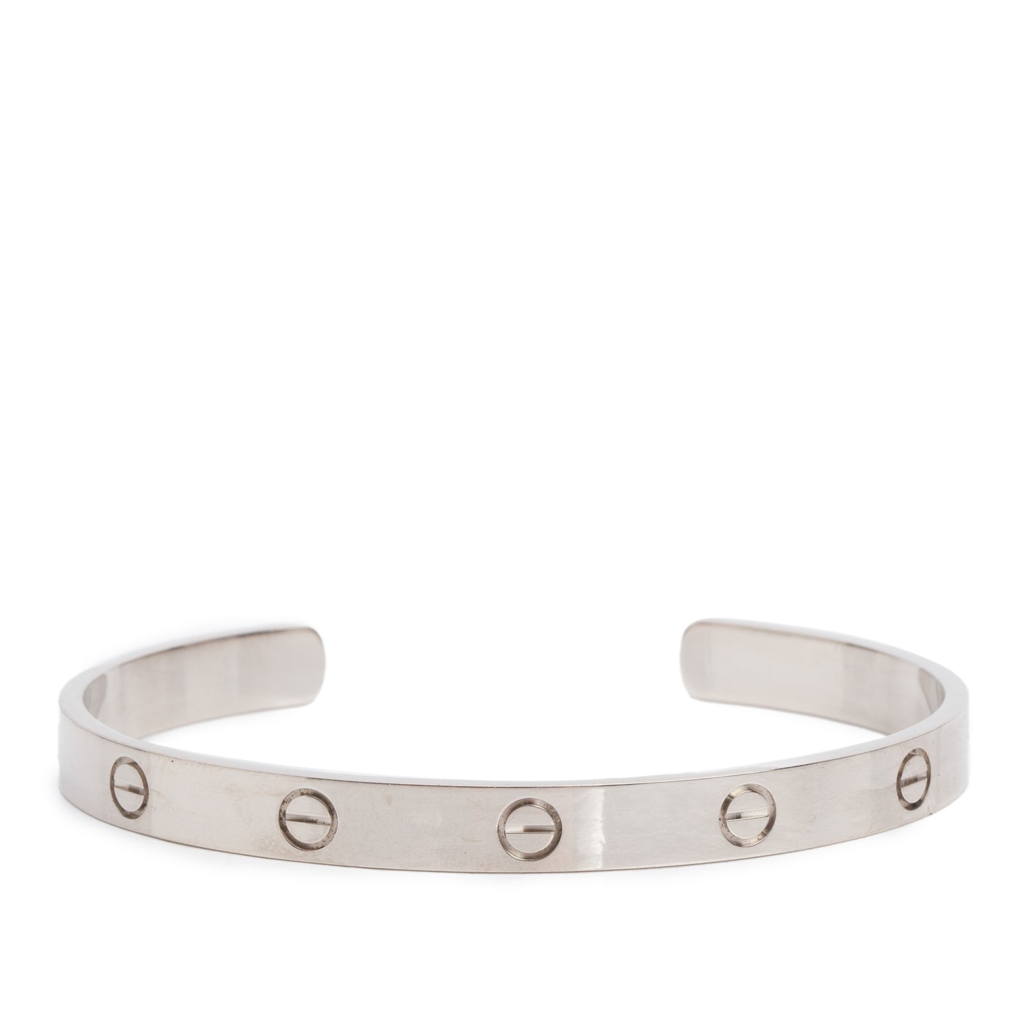 Cartier 18k White Gold Love Cuff, Size 19 w/ Box & Receipt