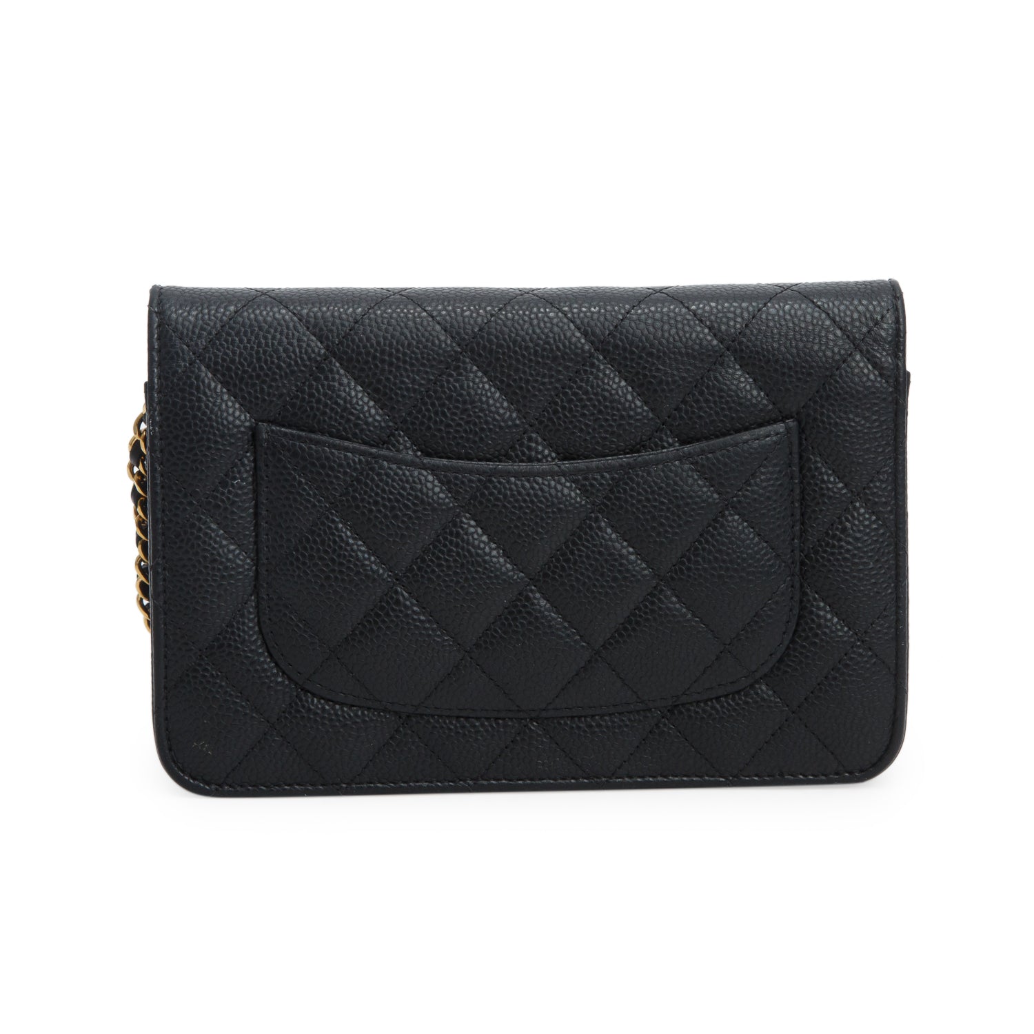 Chanel Black Quilted Caviar Classic Wallet on Chain