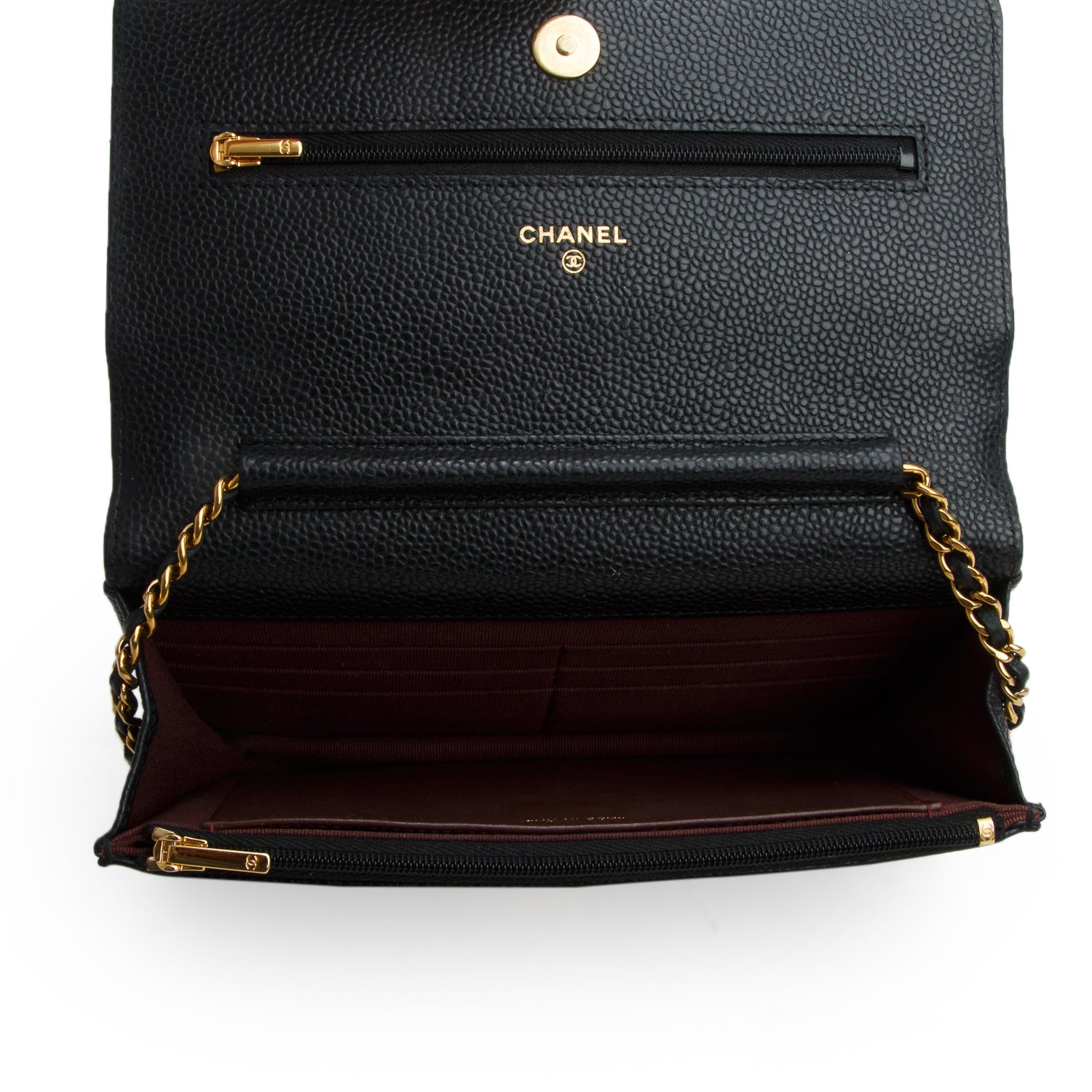 Chanel Black Quilted Caviar Classic Wallet on Chain